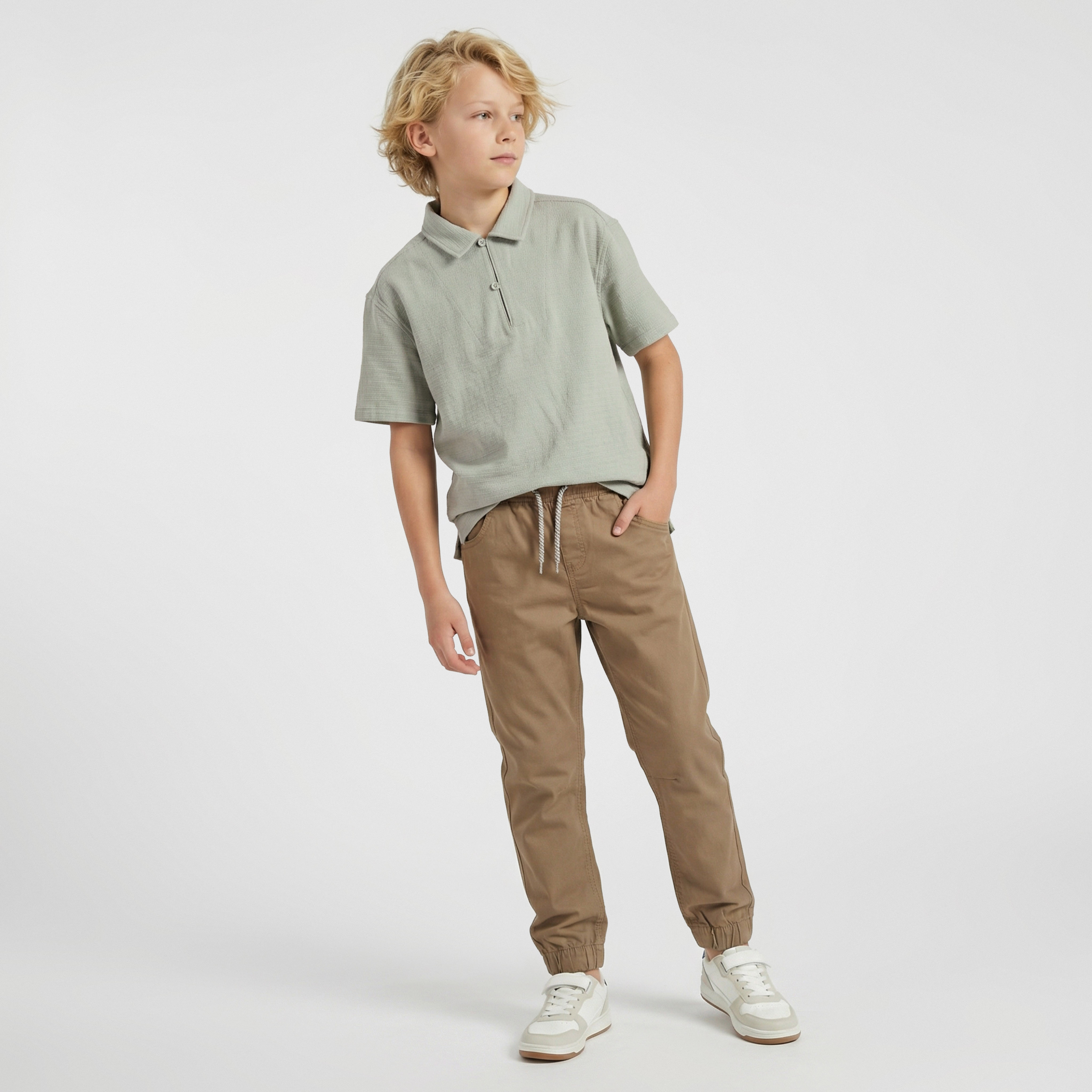 تيشيرت بارز الملمس بياقة وأكمام قصيرة من جونيورز-boys-clothing-tshirtsandpolos-image-2