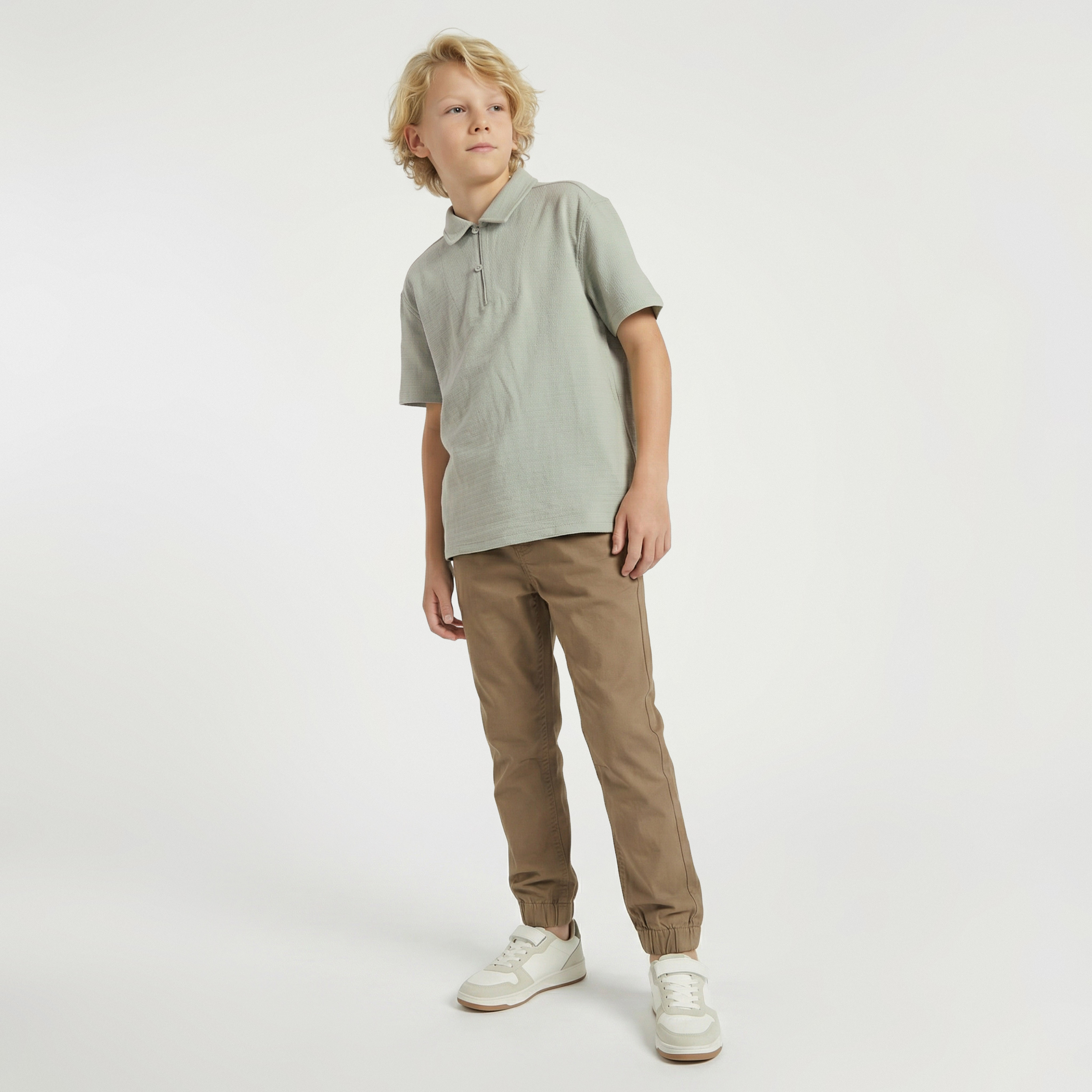 تيشيرت بارز الملمس بياقة وأكمام قصيرة من جونيورز-boys-clothing-tshirtsandpolos-image-5
