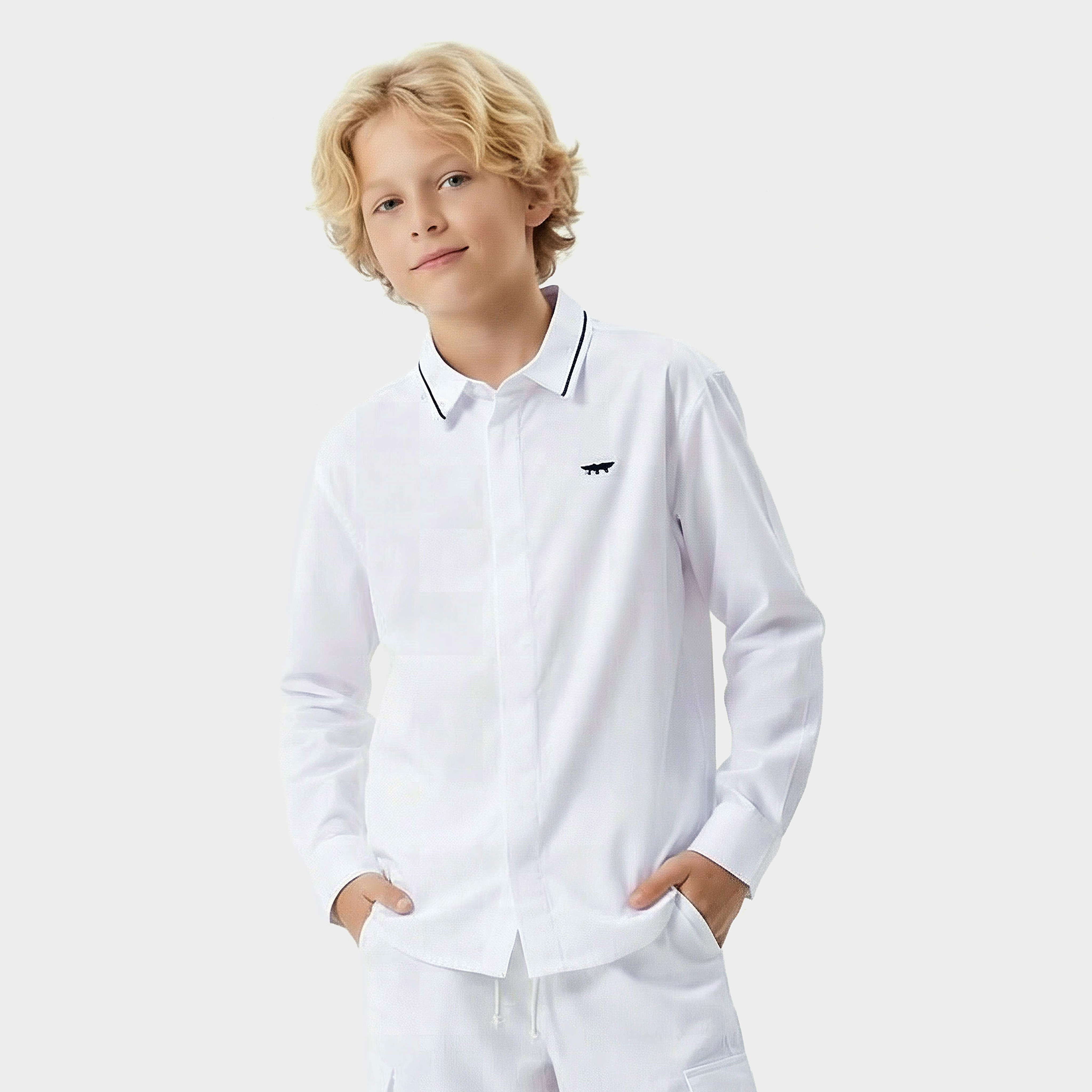 Juniors Long Sleeves Shirt with Concealed Placket-boys-clothing-shirts-image-1
