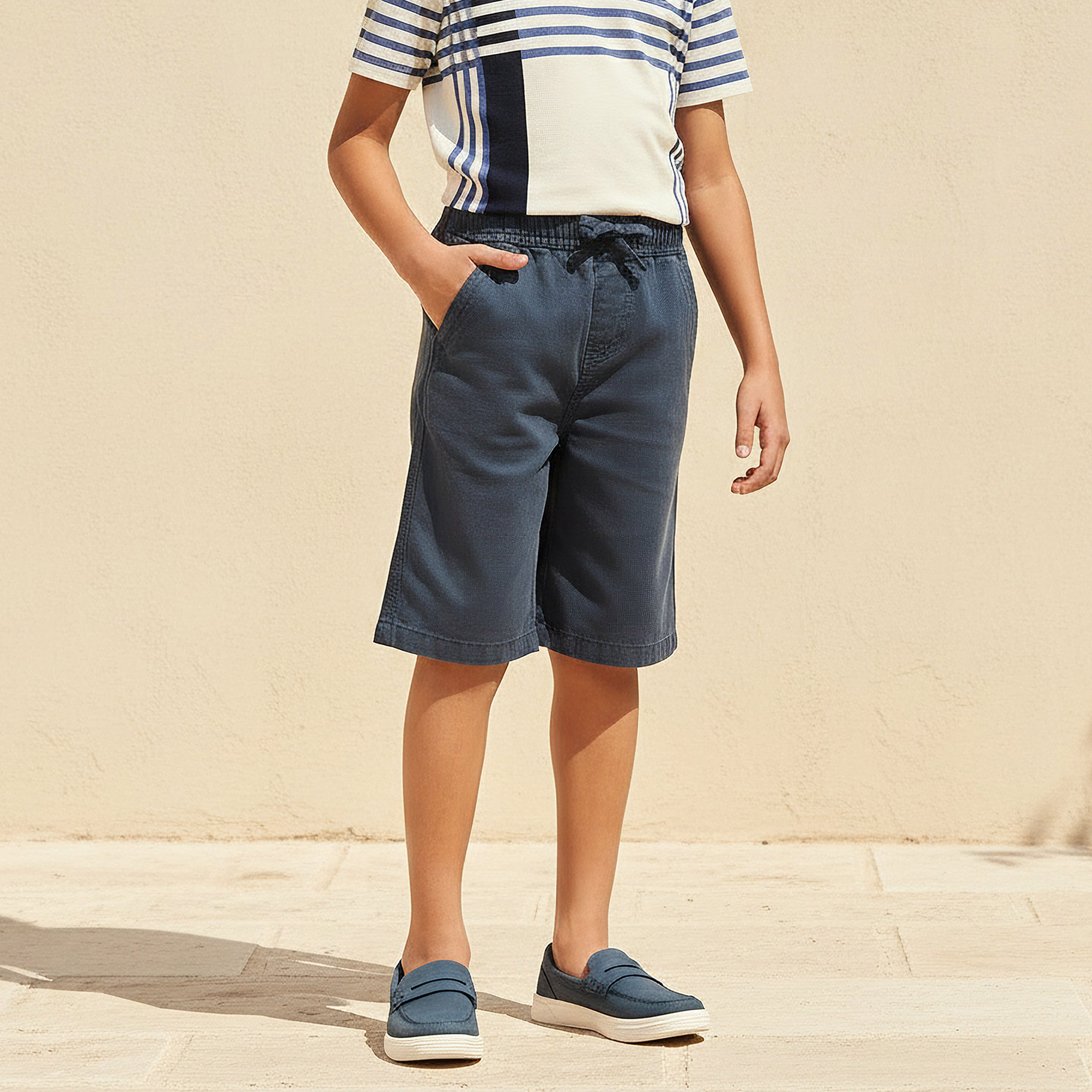 Juniors Elasticated Drawstring Shorts with Pockets-boys-clothing-bottoms-shorts-image-1