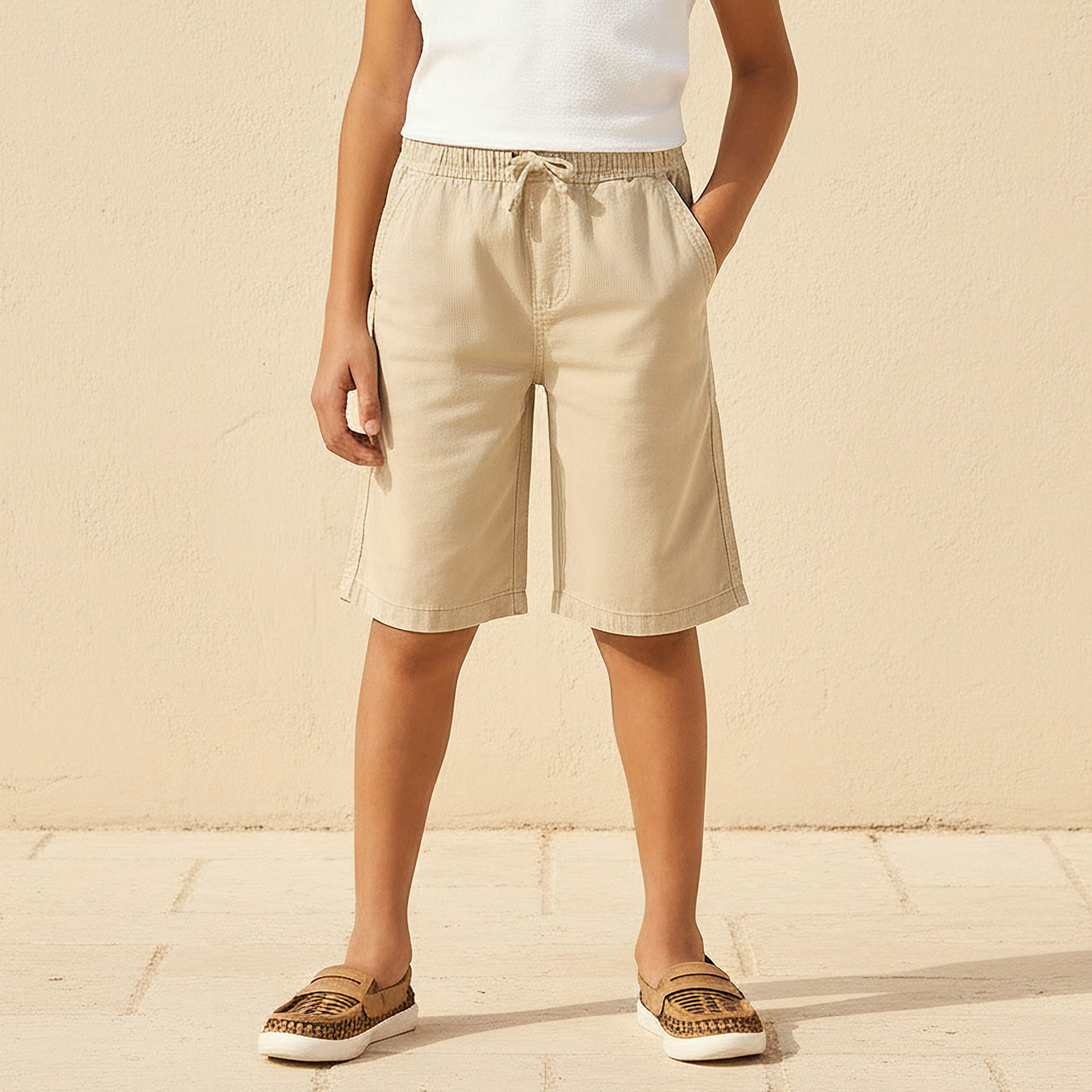 Juniors Elasticated Drawstring Shorts with Pockets-boys-clothing-bottoms-shorts-image-1