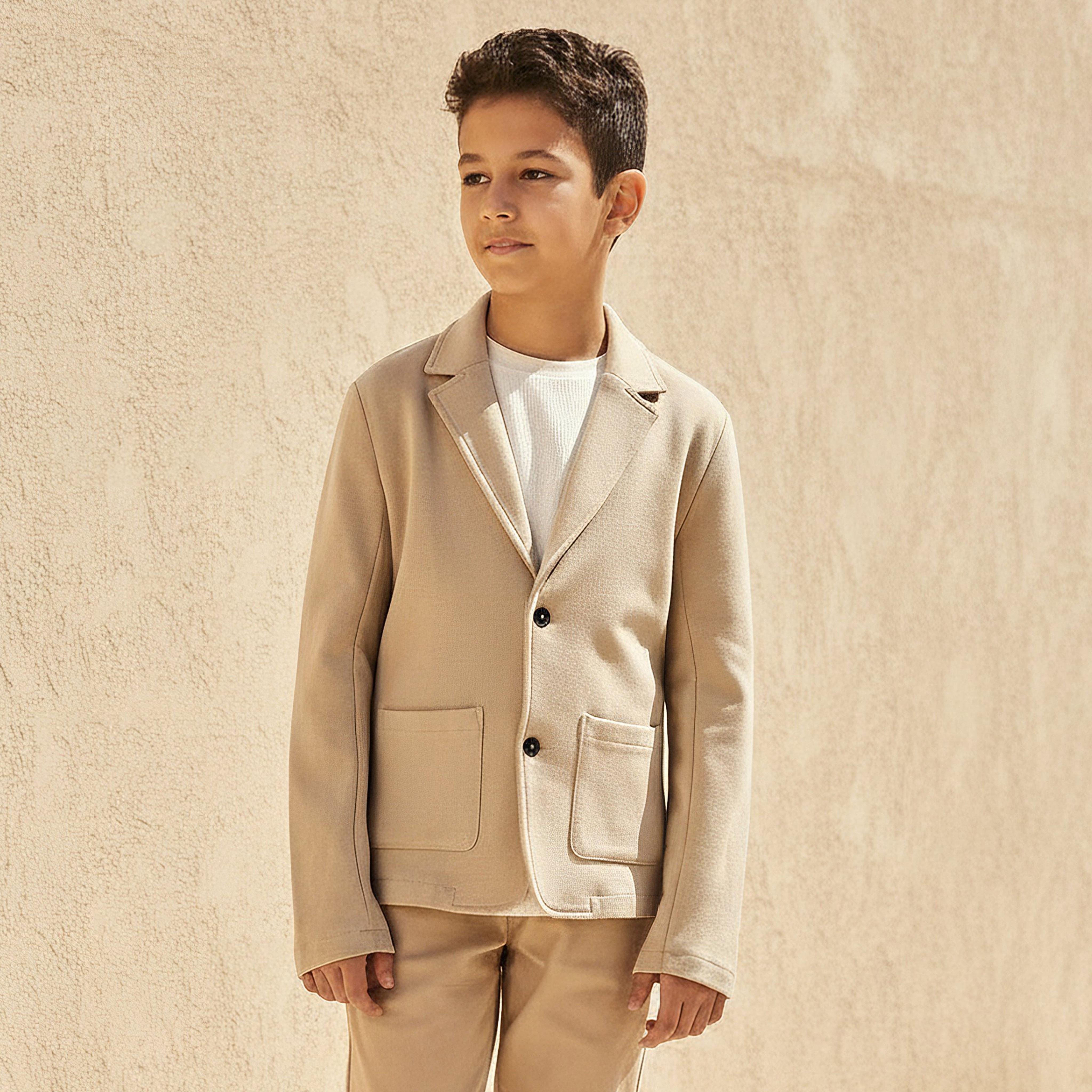 Juniors Solid Blazer with Long Sleeves-boys-clothing-jacketsandcoats-image-2