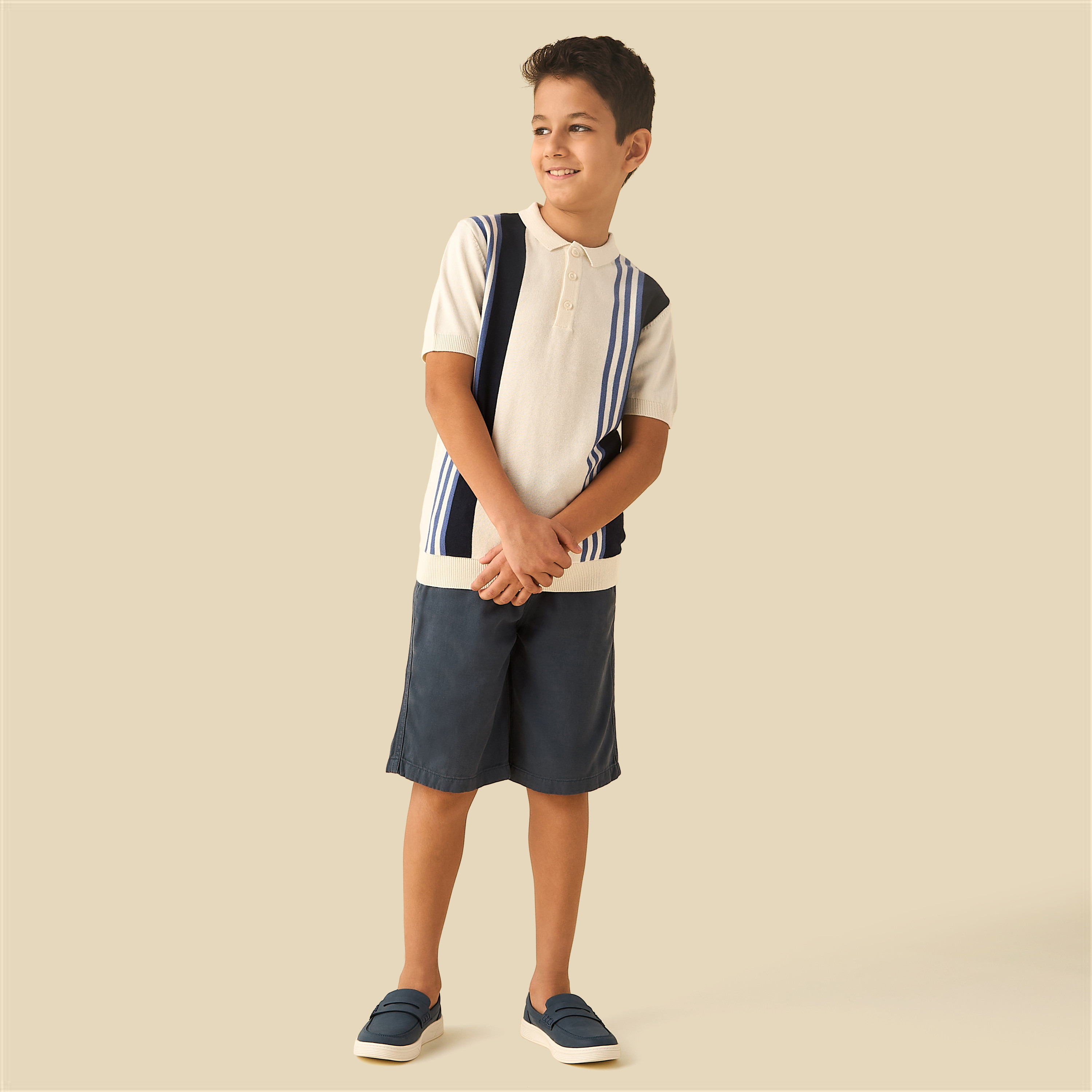 Juniors Striped Polo T-shirt with Short Sleeves-boys-clothing-tshirtsandpolos-image-3