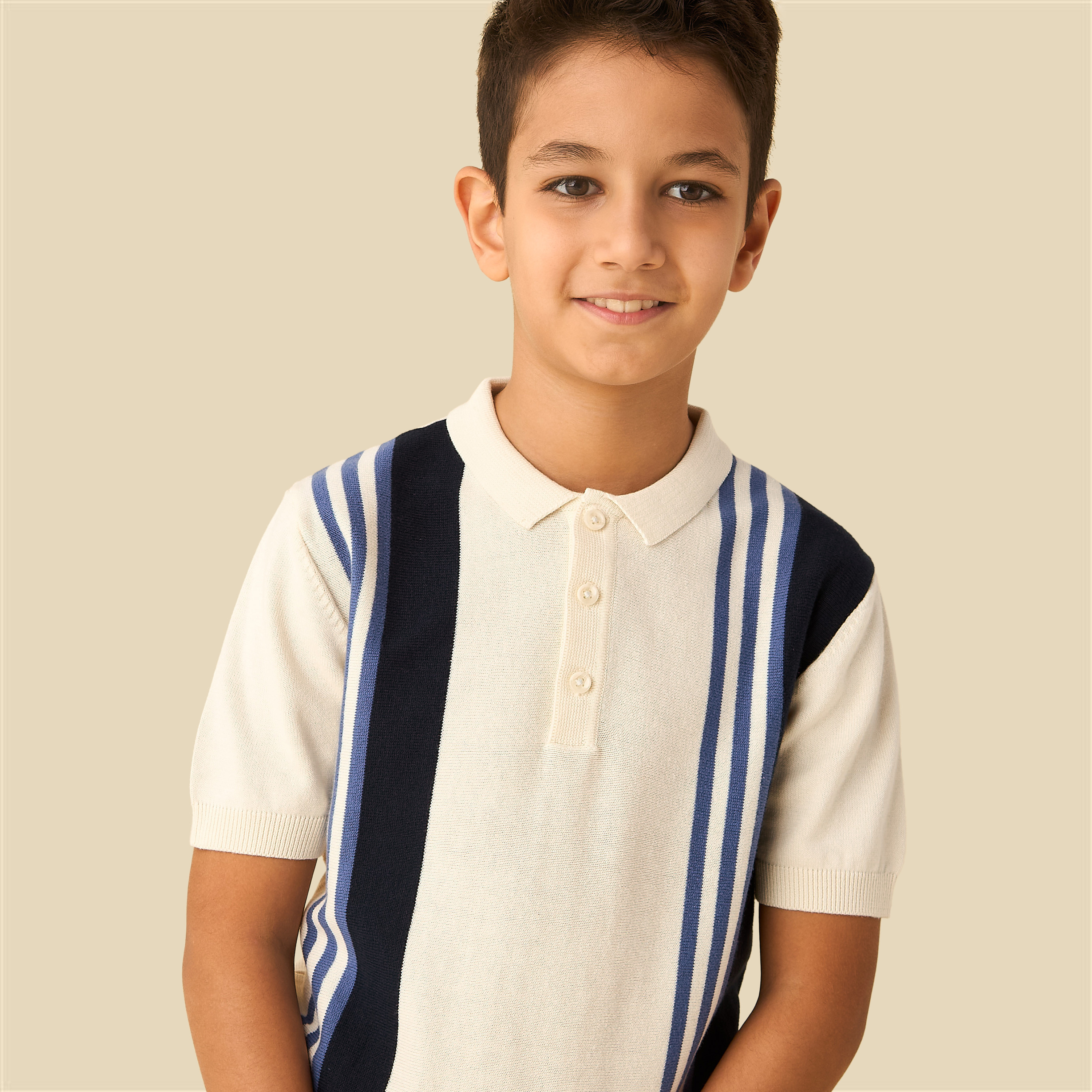 Juniors Striped Polo T-shirt with Short Sleeves-boys-clothing-tshirtsandpolos-image-5