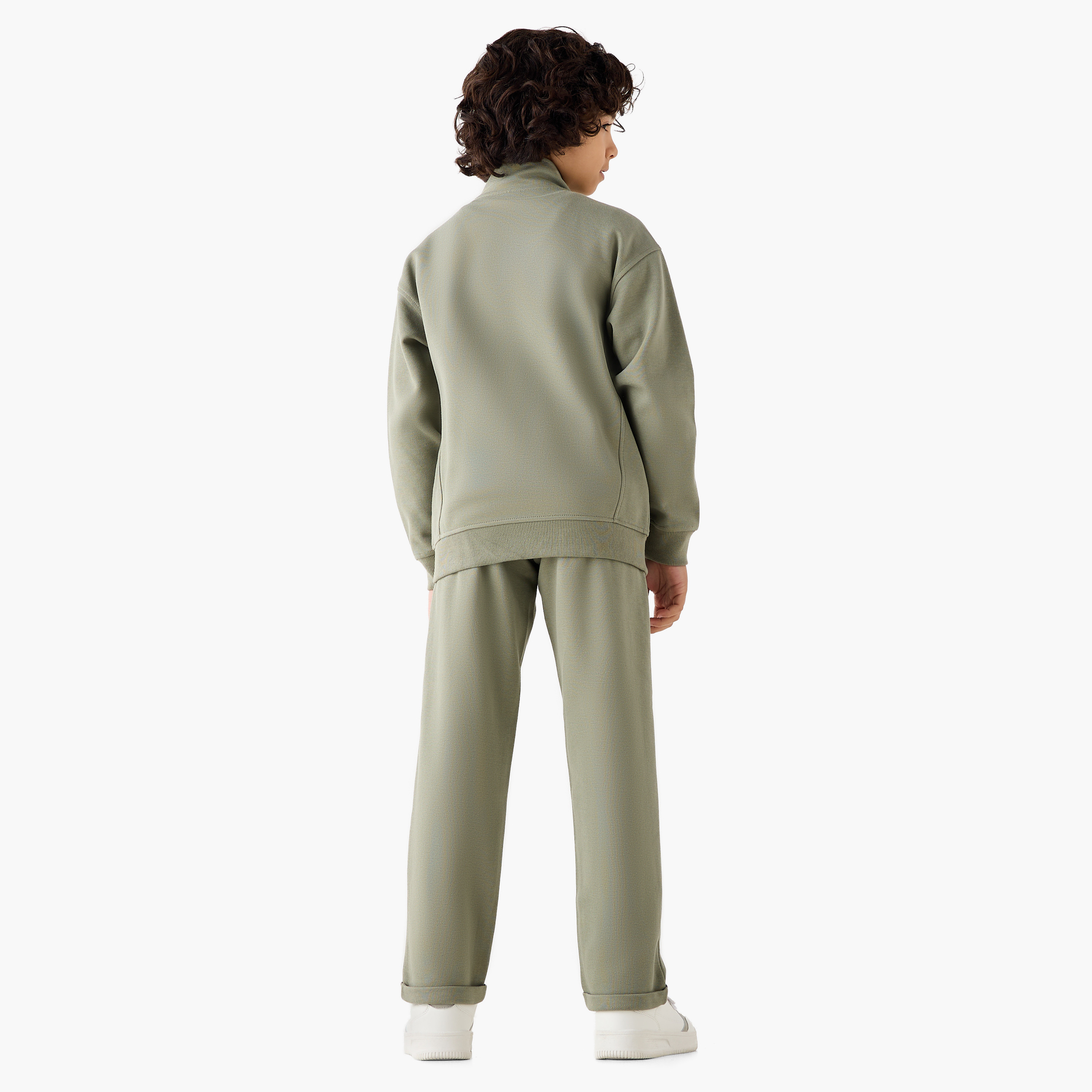 Juniors High Neck Long Sleeves Jacket and Track Pants Set with Panel Detail-boys-clothing-setsandcoords-image-3