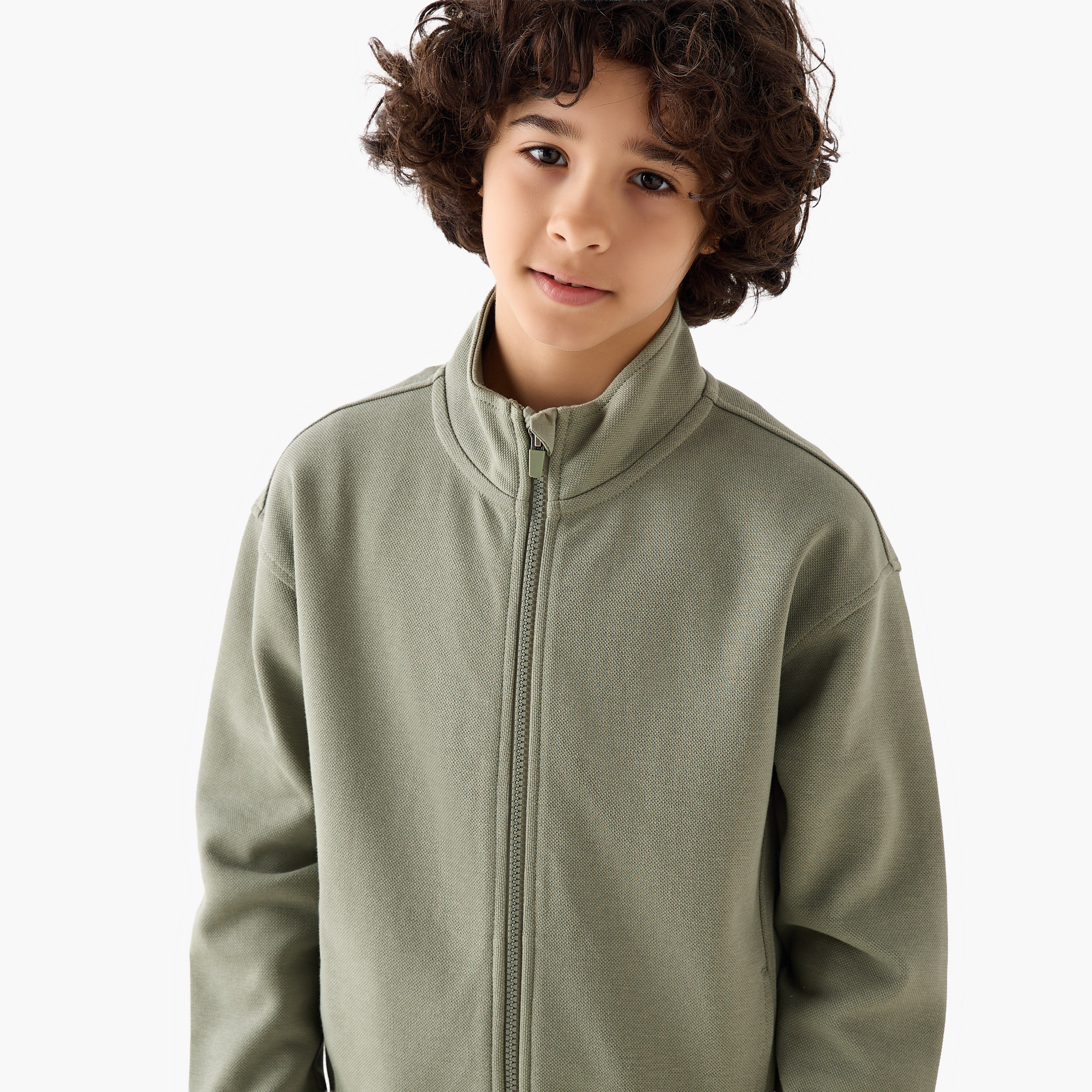 Juniors High Neck Long Sleeves Jacket and Track Pants Set with Panel Detail-boys-clothing-setsandcoords-image-6
