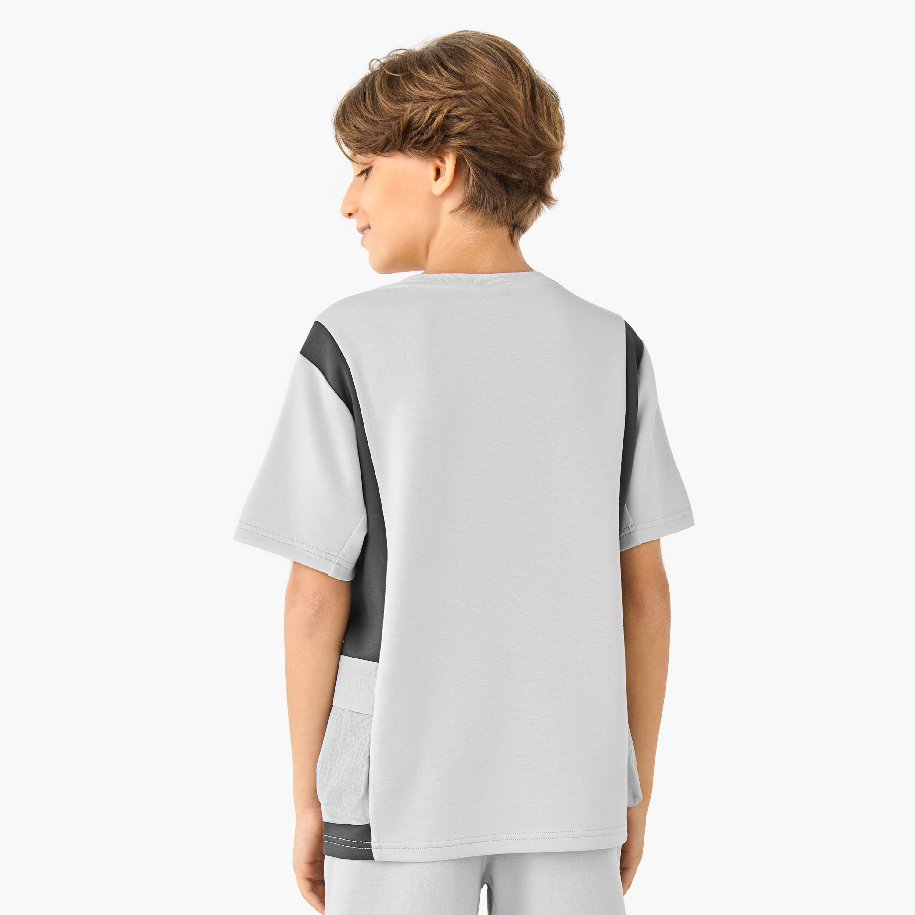 XYZ Crew Neck Short Sleeves T-shirt with Panel Detail-boys-clothing-sportswear-tops-image-3