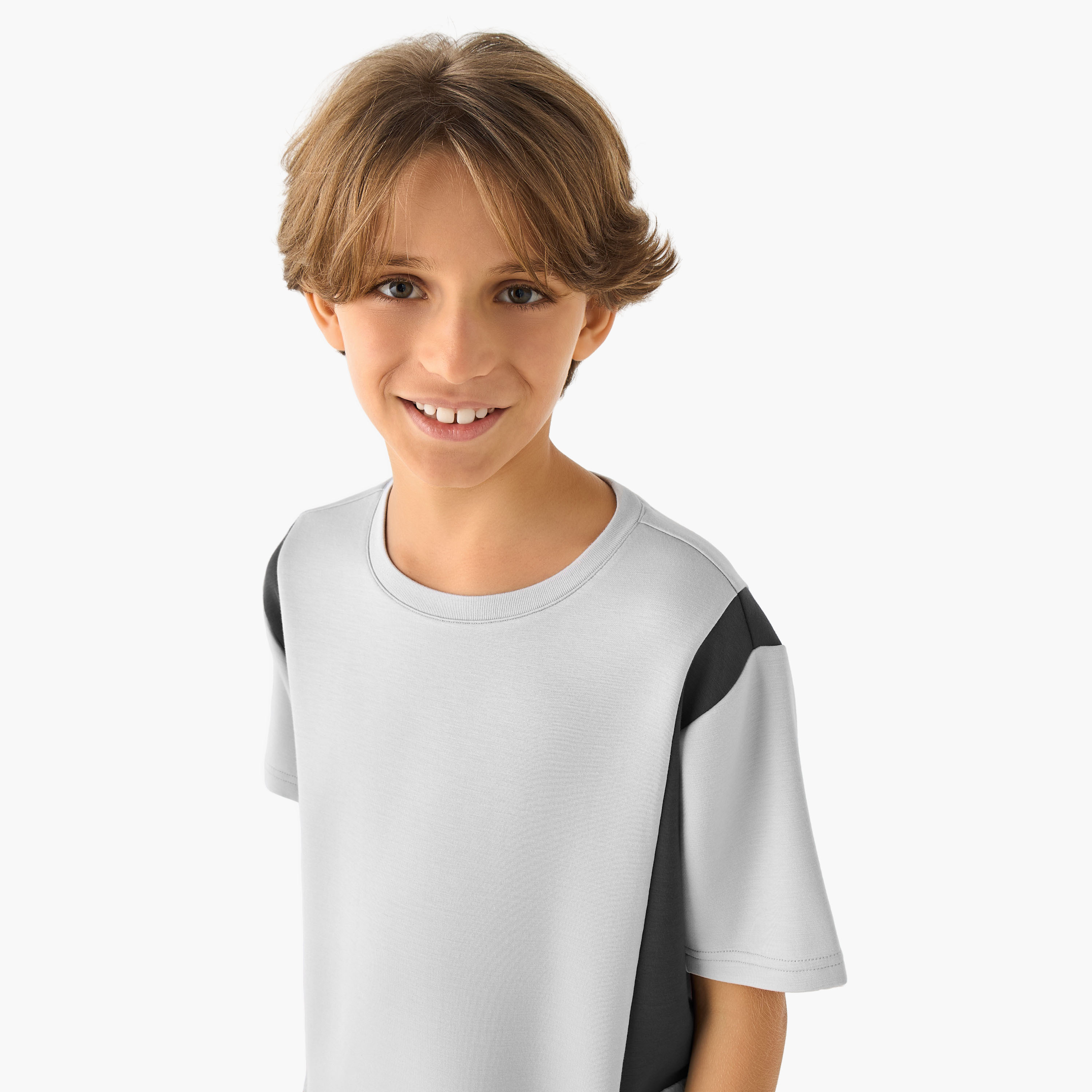 XYZ Crew Neck Short Sleeves T-shirt with Panel Detail-boys-clothing-sportswear-tops-image-4