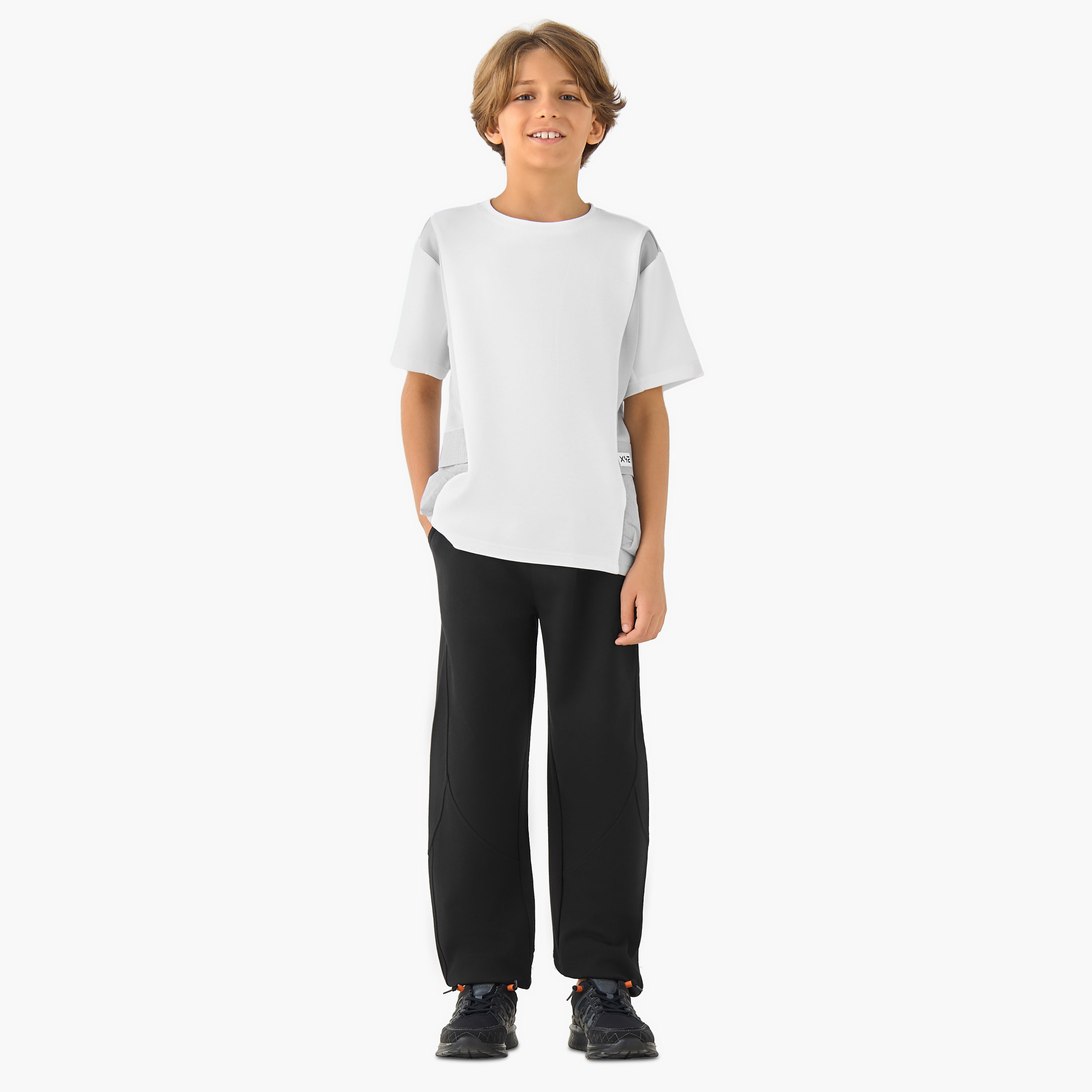 XYZ Crew Neck Short Sleeves T-shirt with Panel Detail-boys-clothing-sportswear-tops-image-2