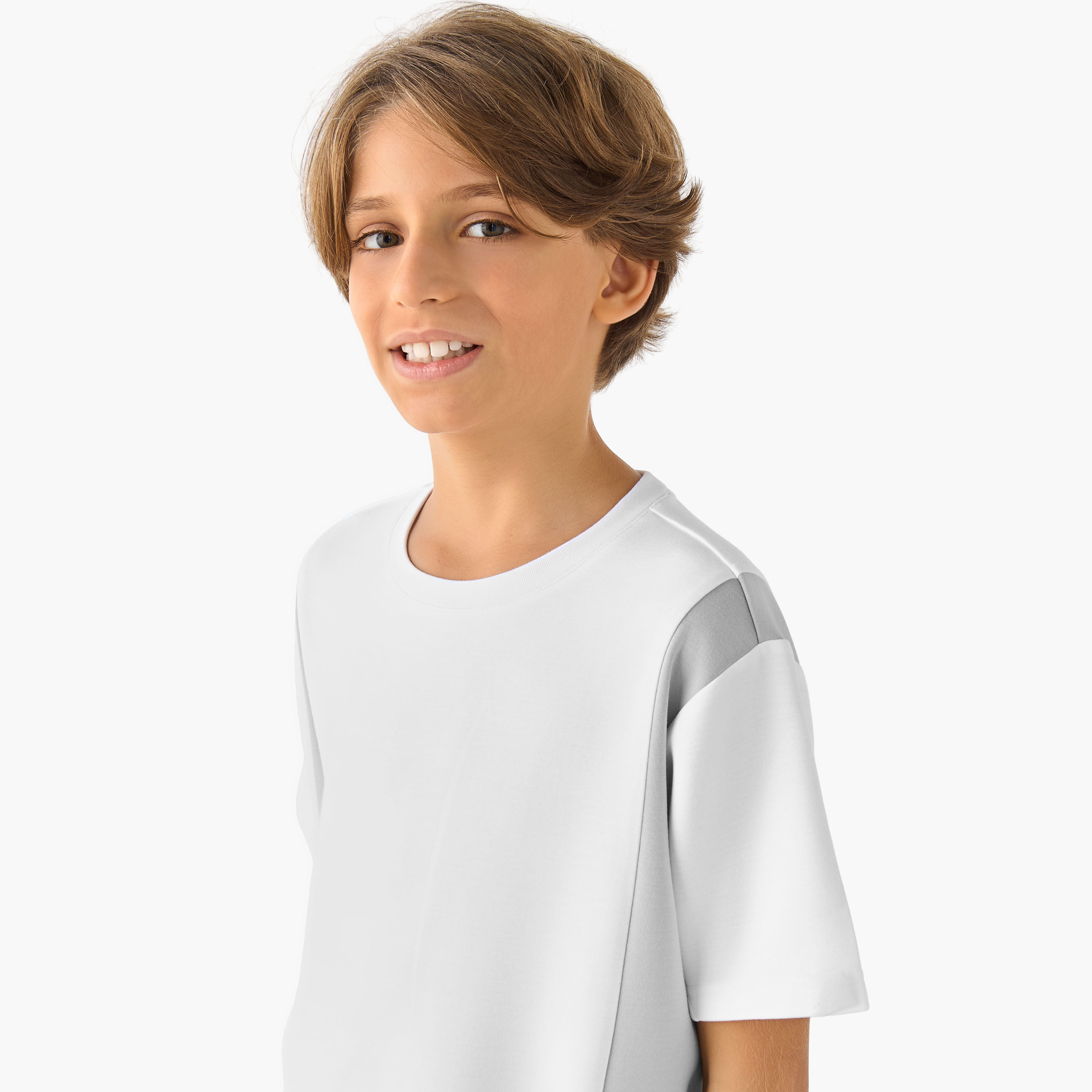 XYZ Crew Neck Short Sleeves T-shirt with Panel Detail-boys-clothing-sportswear-tops-image-4