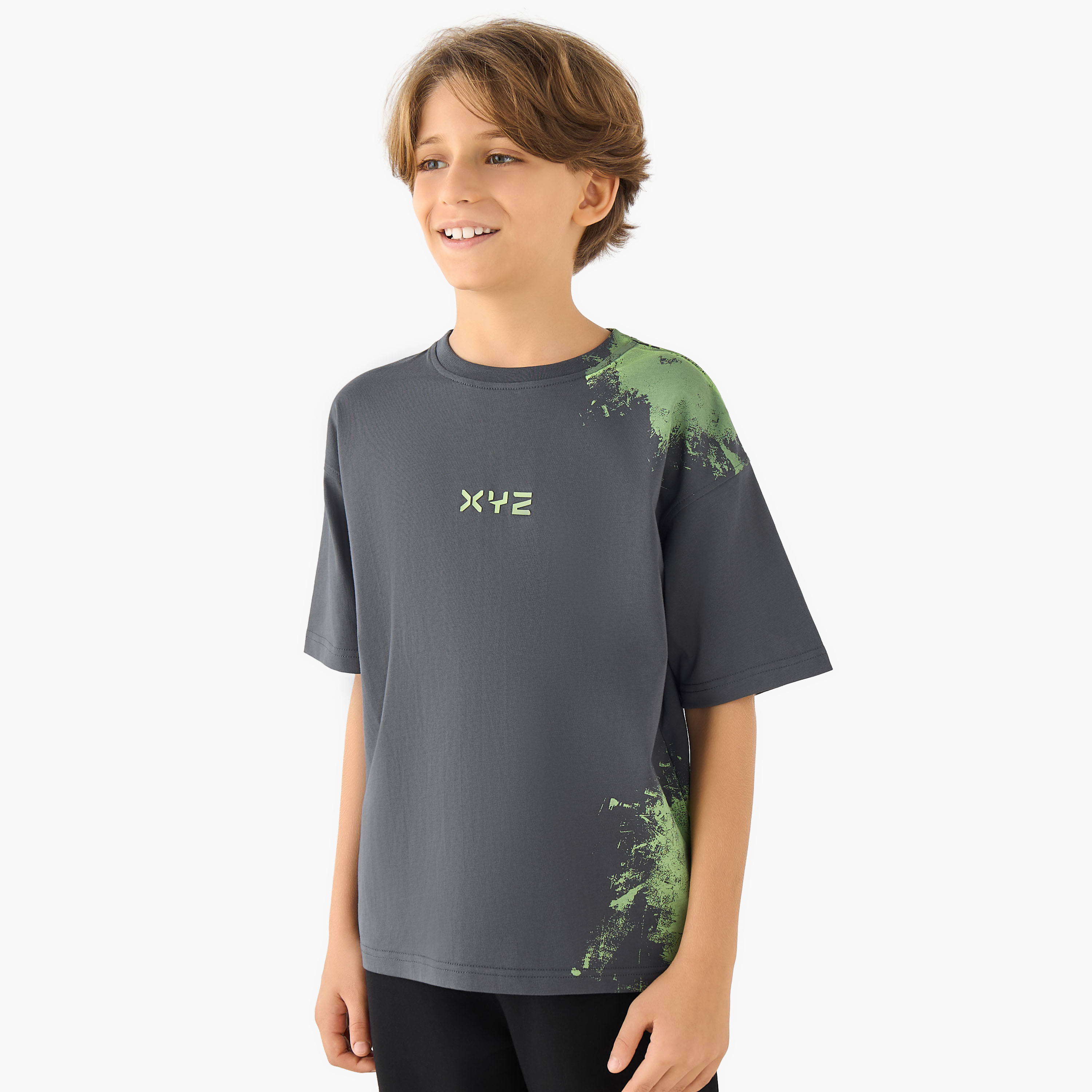XYZ Crew Neck Short Sleeves T-shirt with Abstract Print-boys-clothing-sportswear-tops-image-3