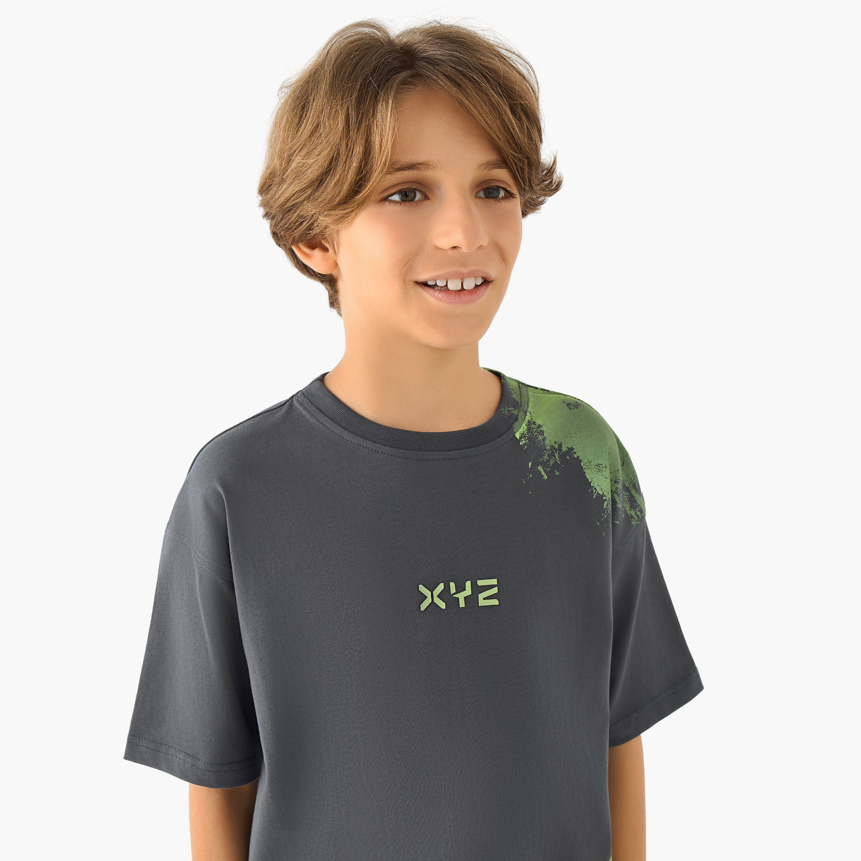 XYZ Crew Neck Short Sleeves T-shirt with Abstract Print-boys-clothing-sportswear-tops-image-4