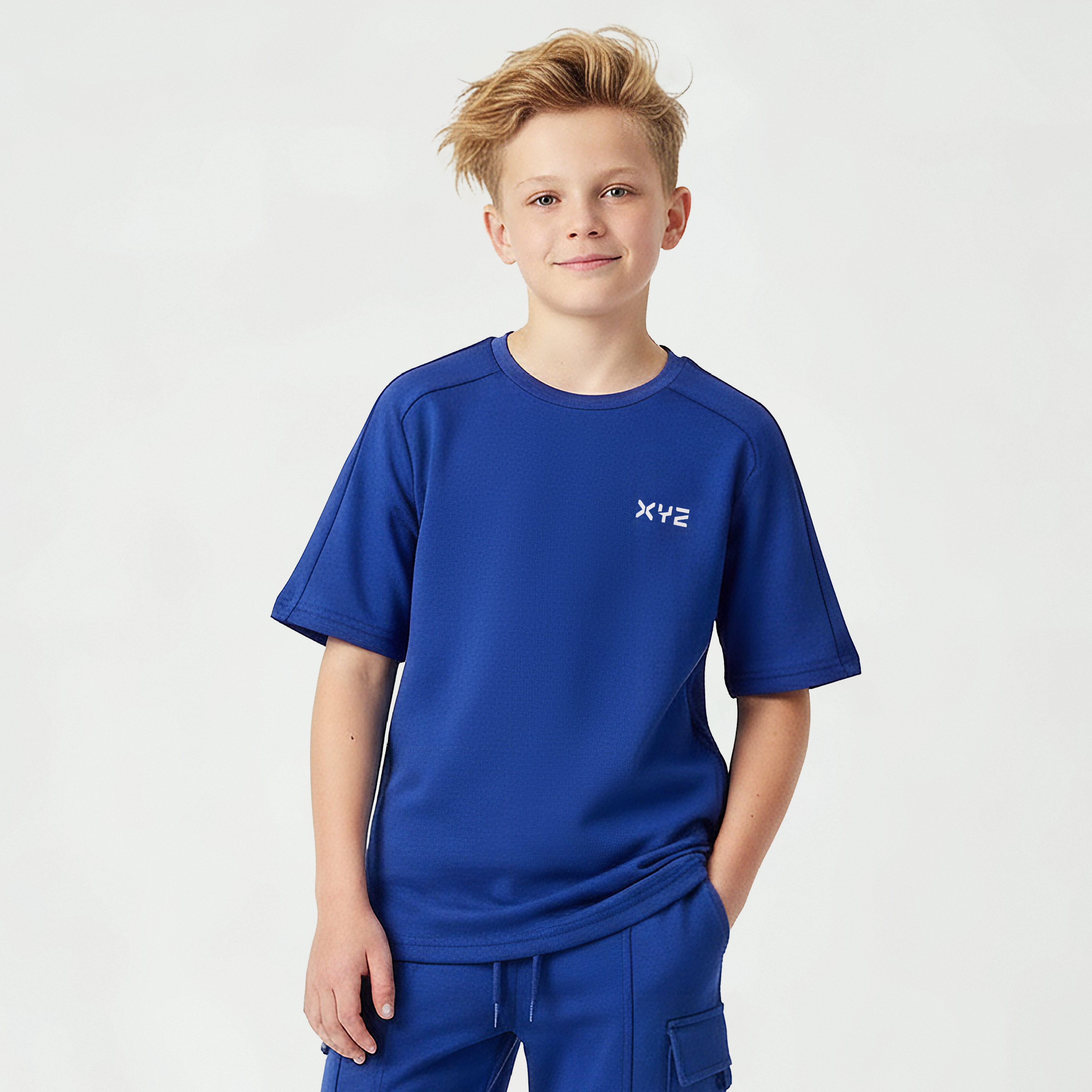 XYZ Crew Neck Short Sleeve T-shirt with Logo Print-boys-clothing-sportswear-tops-image-1