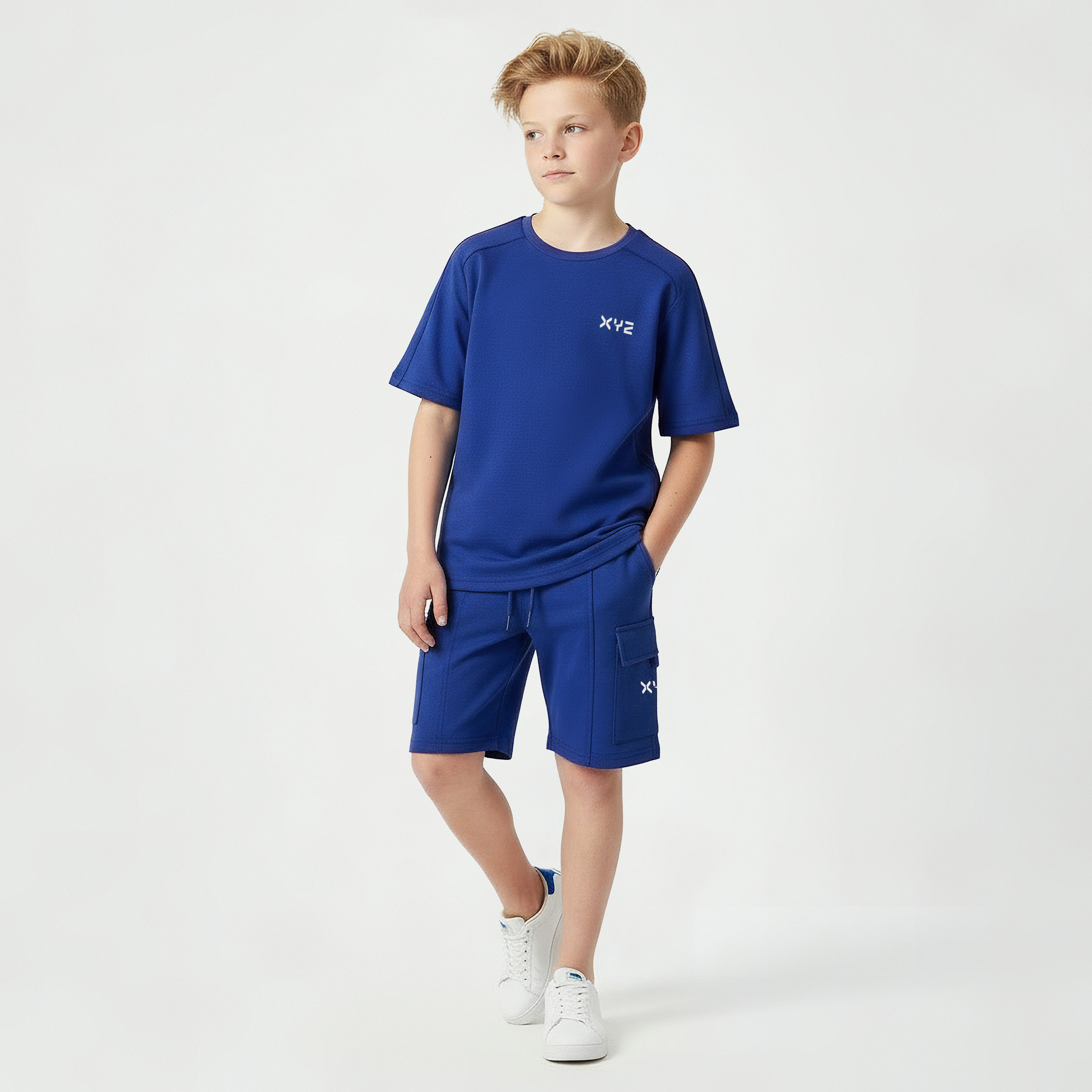 XYZ Crew Neck Short Sleeve T-shirt with Logo Print-boys-clothing-sportswear-tops-image-2