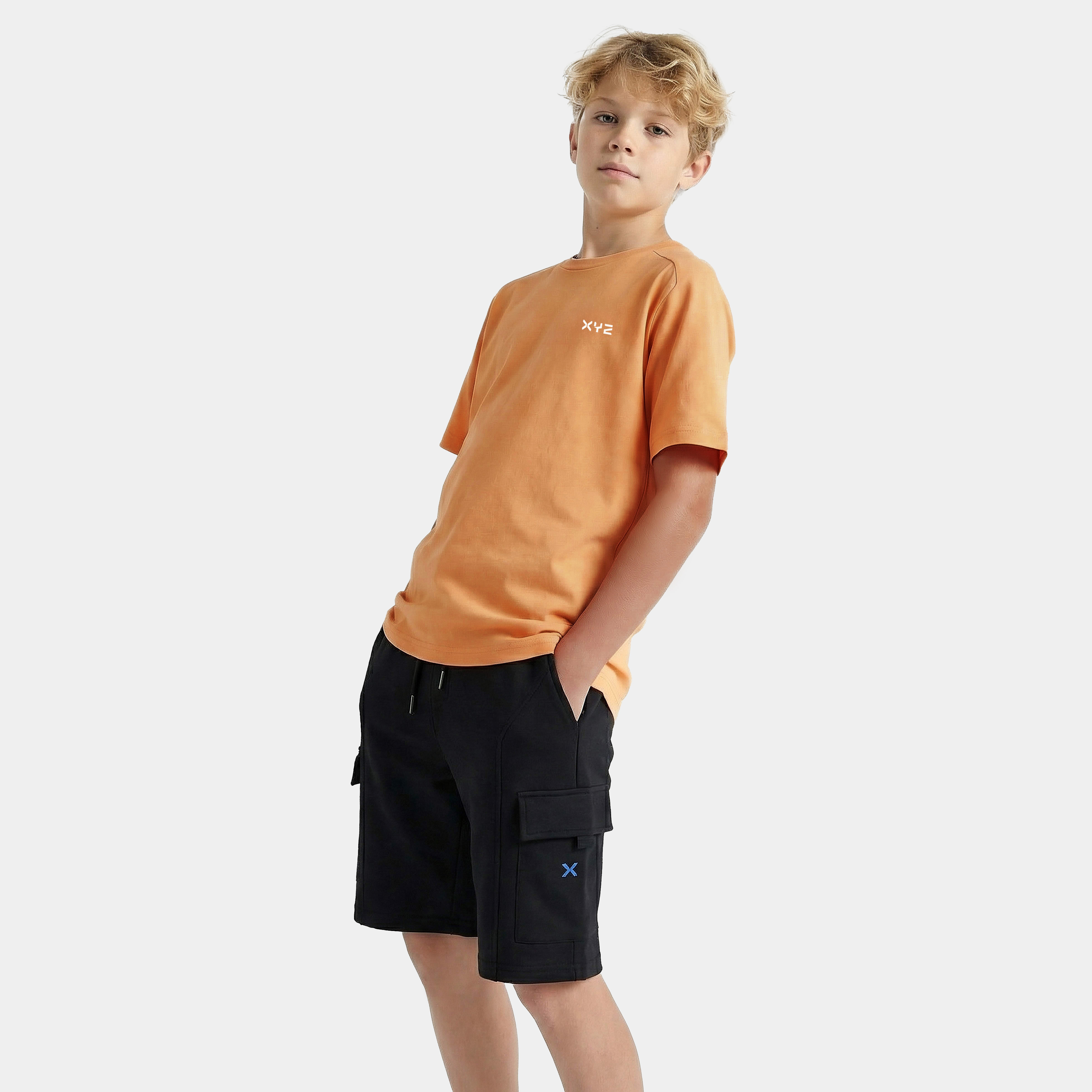 تيشيرت بطبعات وياقة ضيقة وأكمام قصيرة من إكس واي زي-boys-clothing-sportswear-tops-image-1