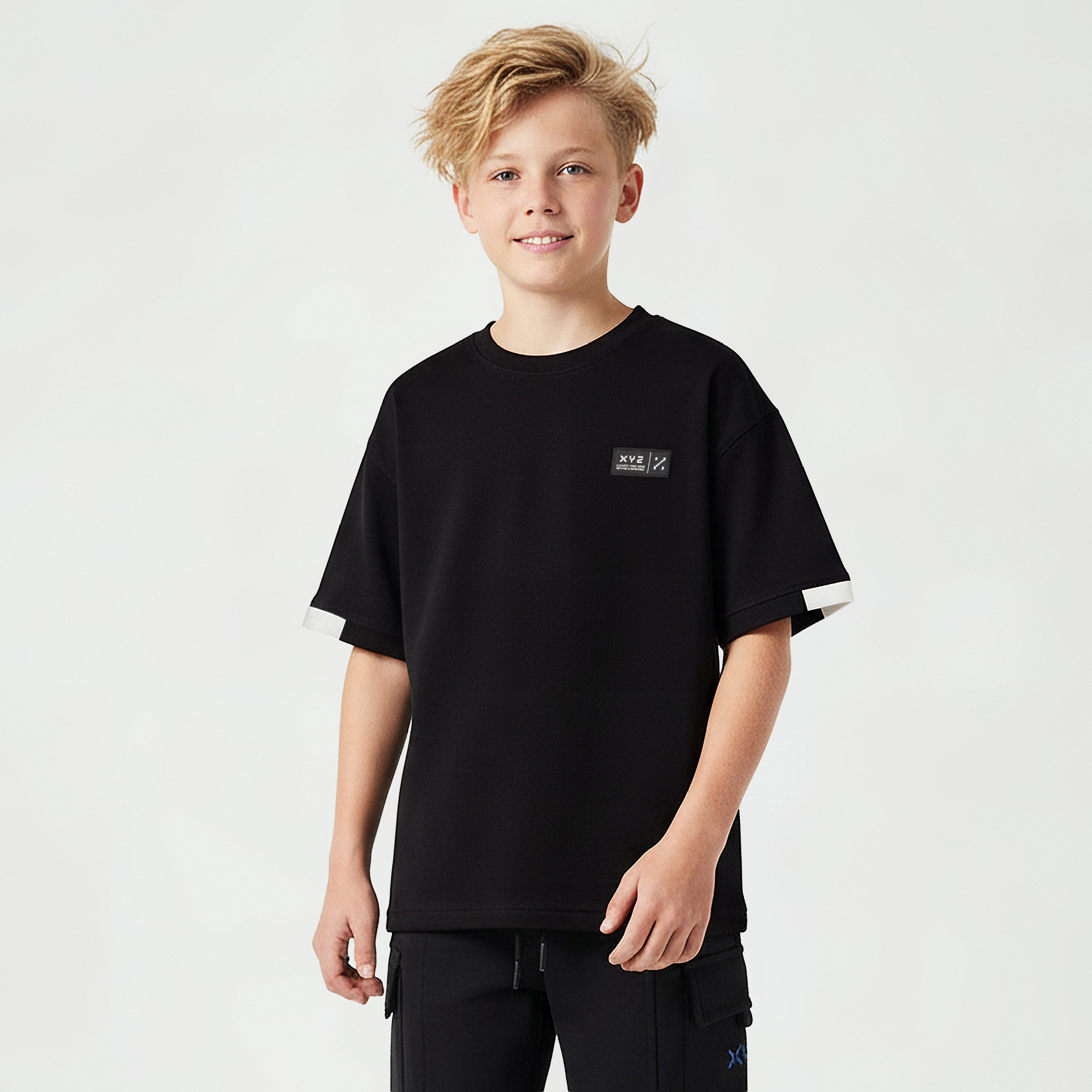 XYZ Crew Neck Short Sleeves T-shirt with Logo Print-boys-clothing-sportswear-tops-image-1