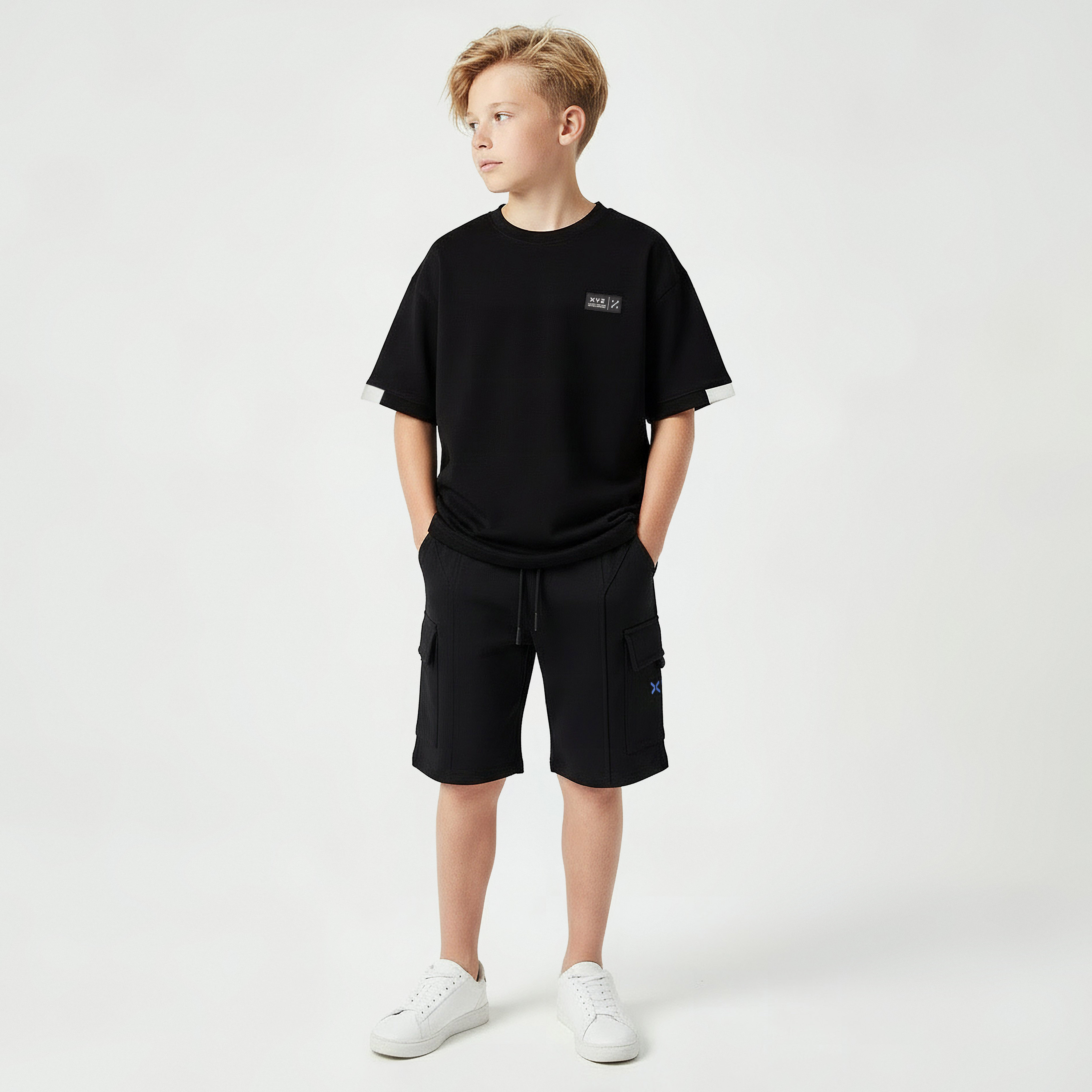 XYZ Crew Neck Short Sleeves T-shirt with Logo Print-boys-clothing-sportswear-tops-image-2