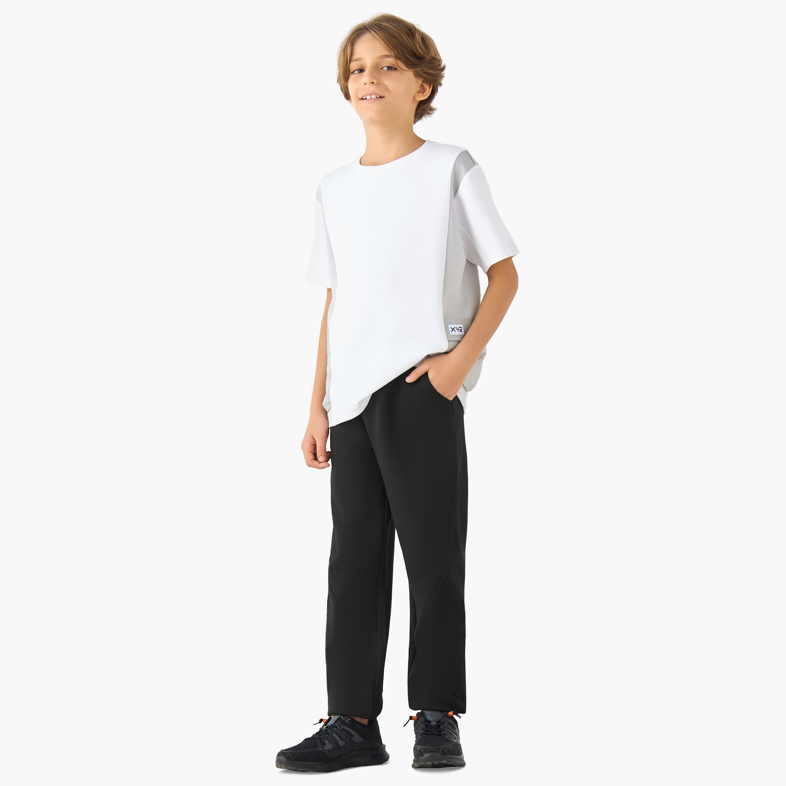 بنطلون رياضيبتصميم ألواح وخصر مطاطي برباط من إكس واي زي-boys-clothing-bottoms-joggersandtrackpants-image-4