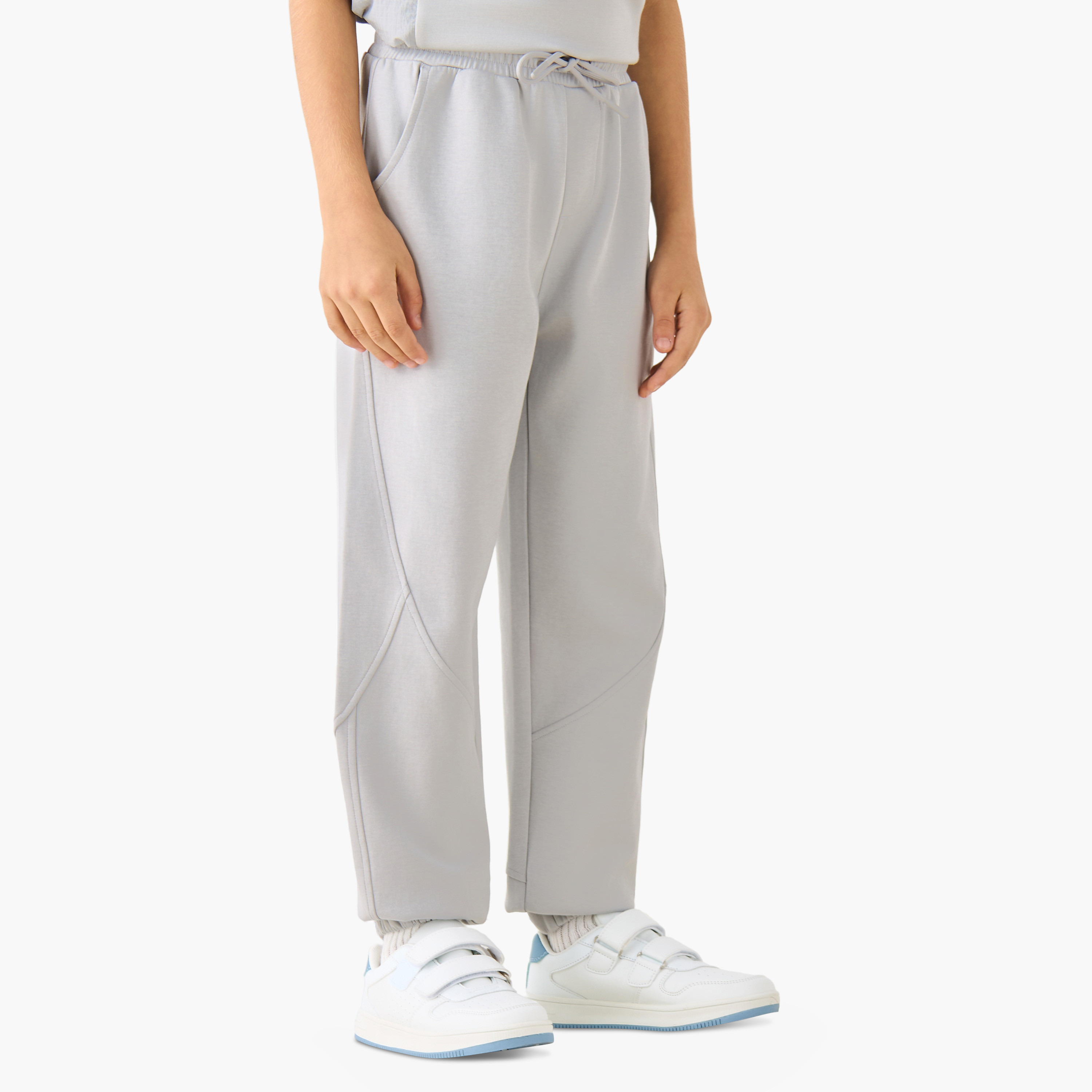 XYZ Elasticated Drawstring Waist Joggers with Panelled Design-boys-clothing-bottoms-joggersandtrackpants-image-1