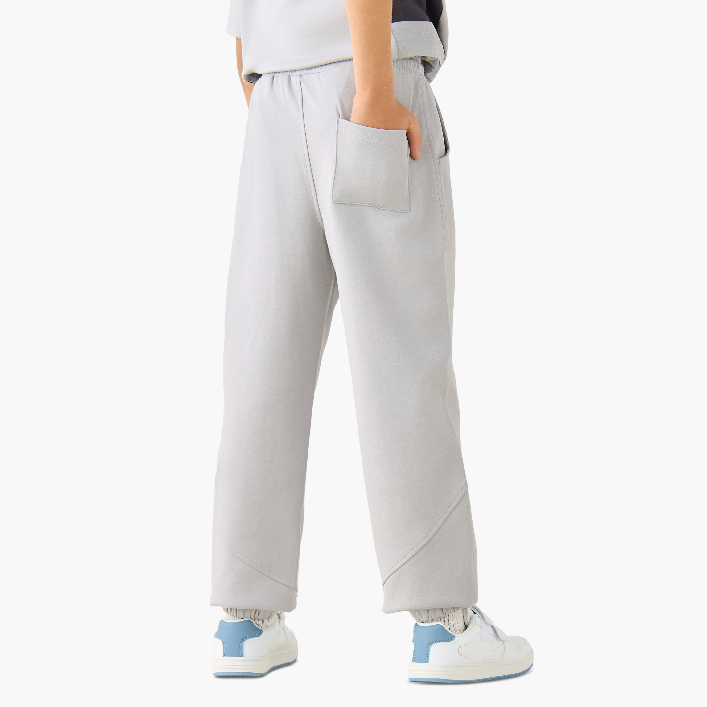 XYZ Elasticated Drawstring Waist Joggers with Panelled Design-boys-clothing-bottoms-joggersandtrackpants-image-3