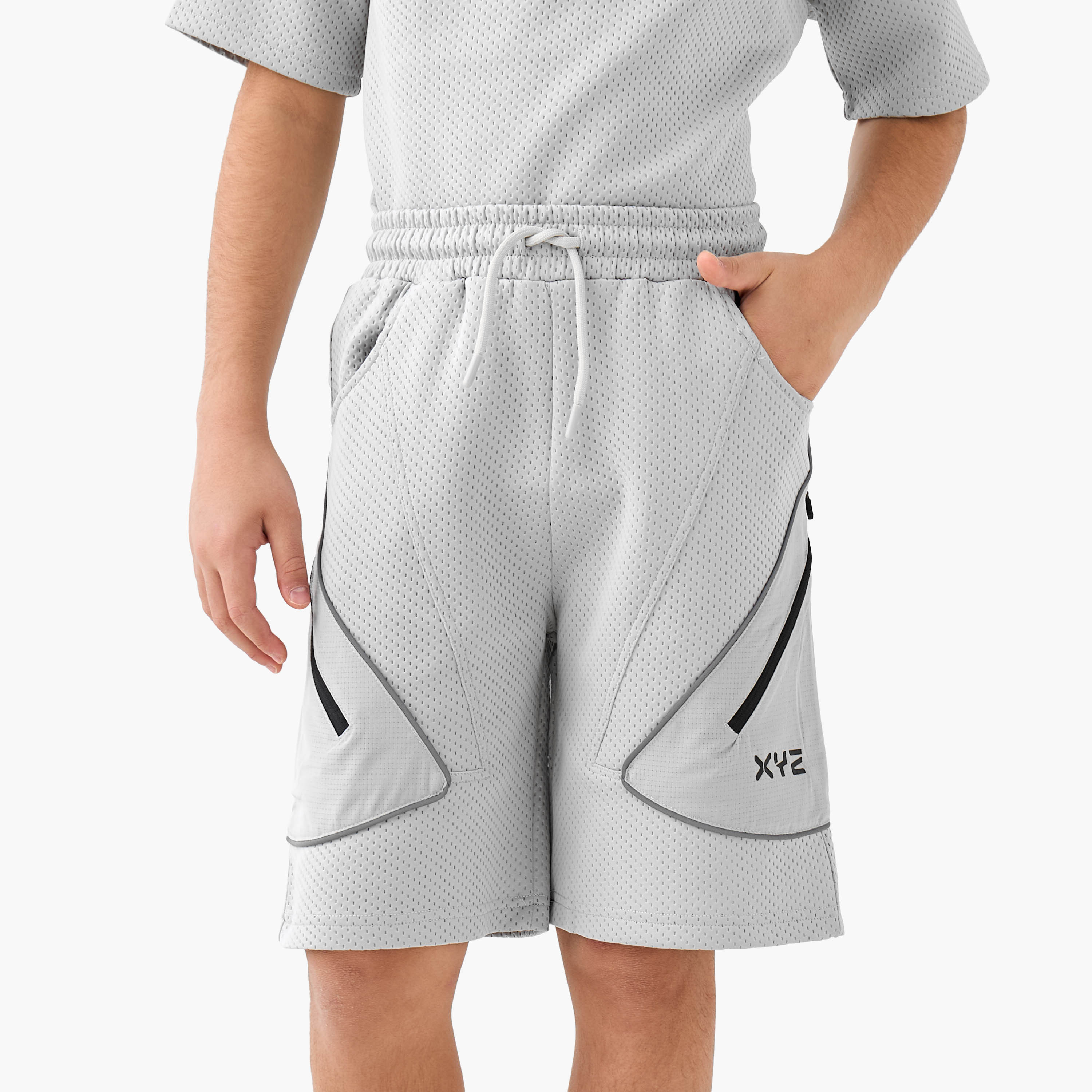 XYZ Hooded Short Sleeves T-shirt and Shorts Set with Logo Print-boys-clothing-sportswear-sets-image-3