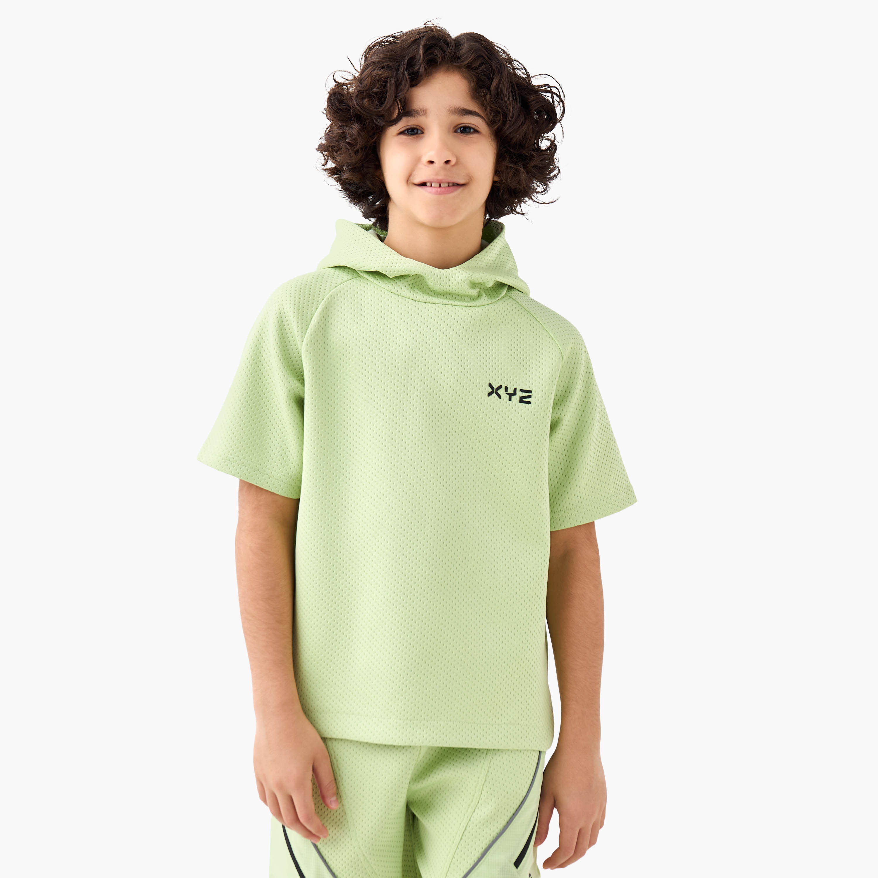 XYZ Hooded Short Sleeves T-shirt and Shorts Set with Logo Print-boys-clothing-sportswear-sets-image-2