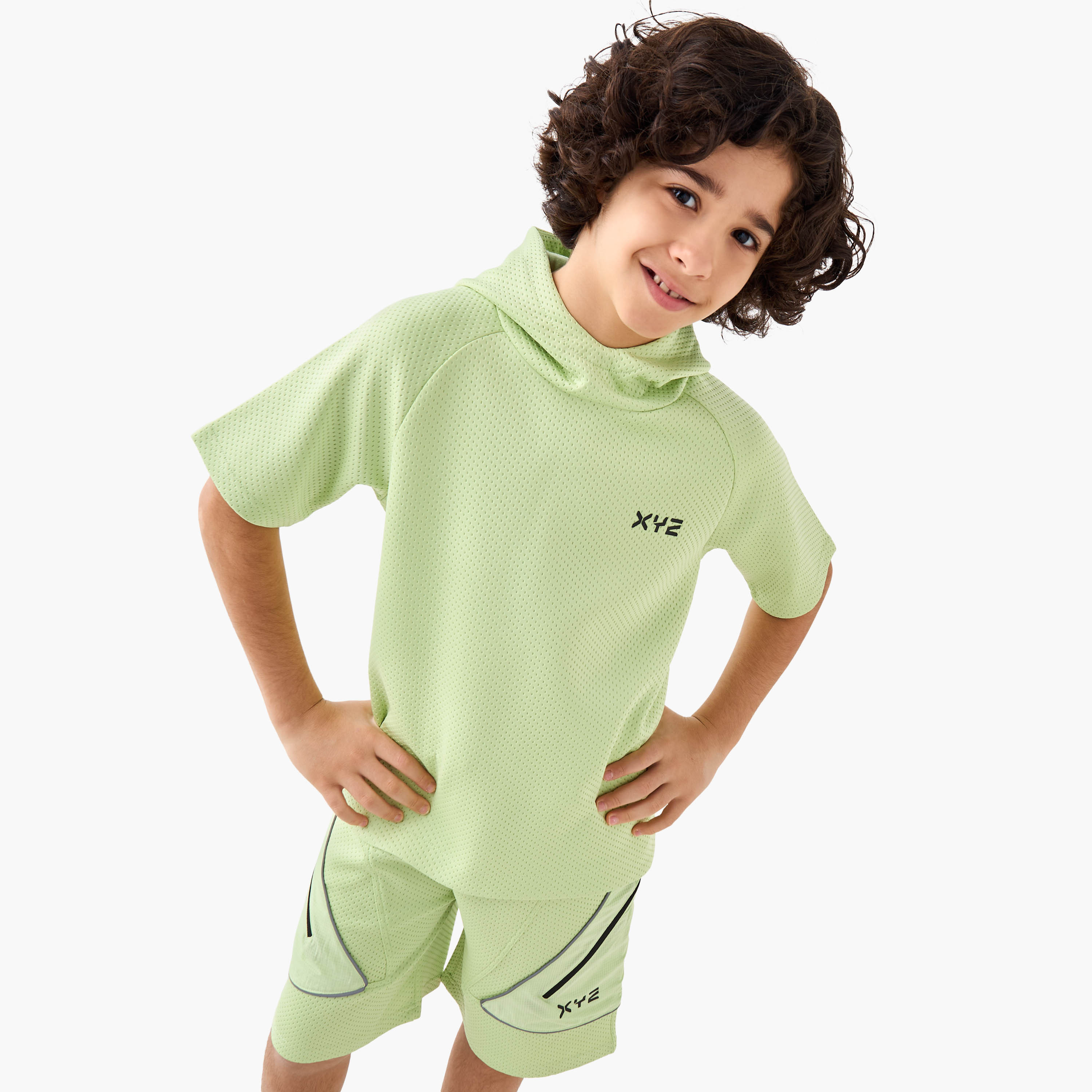 XYZ Hooded Short Sleeves T-shirt and Shorts Set with Logo Print-boys-clothing-sportswear-sets-image-7