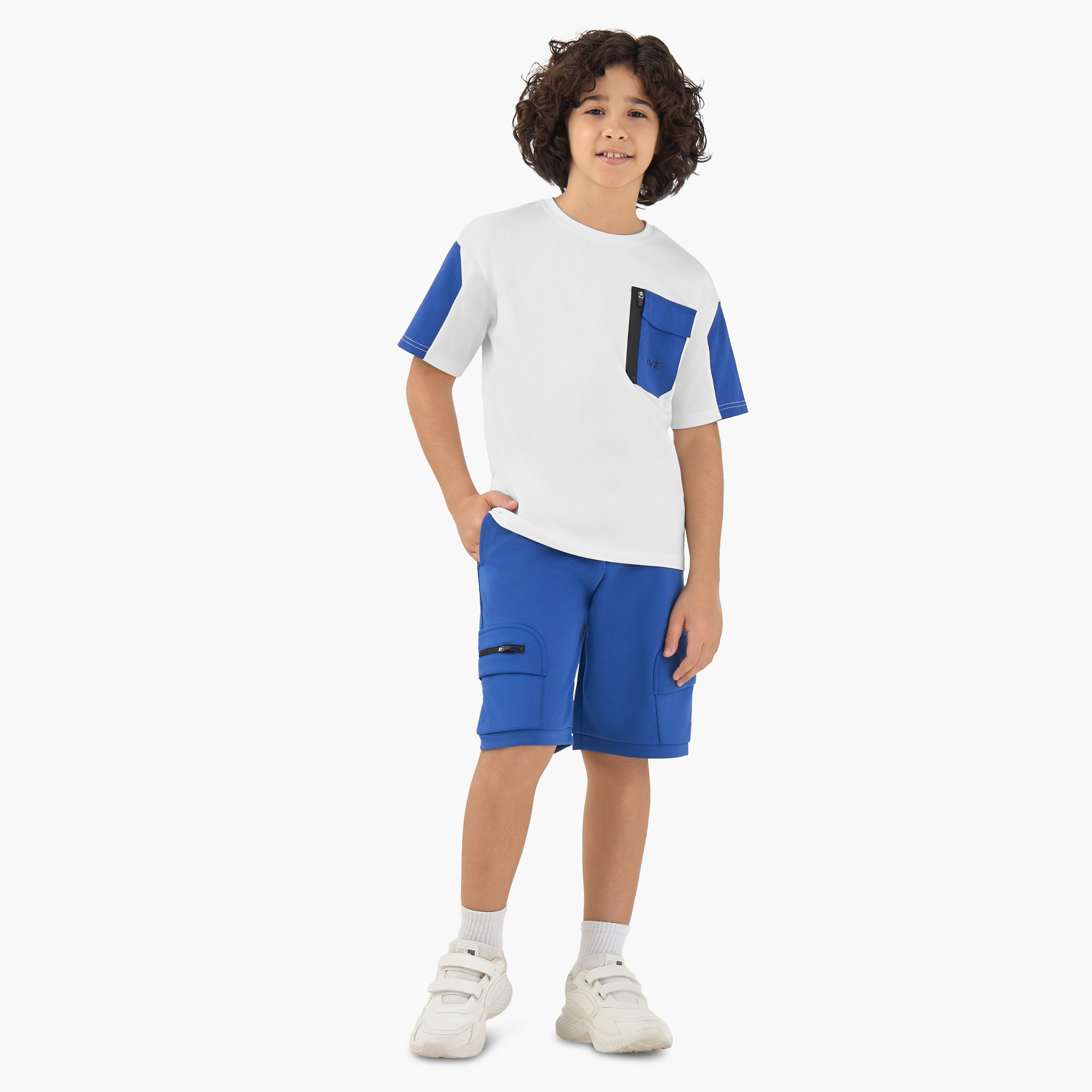 XYZ Crew Neck Short Sleeve T-shirt and Shorts Set with Drawstring Closure-sports-boys-clothing-sets-image-1