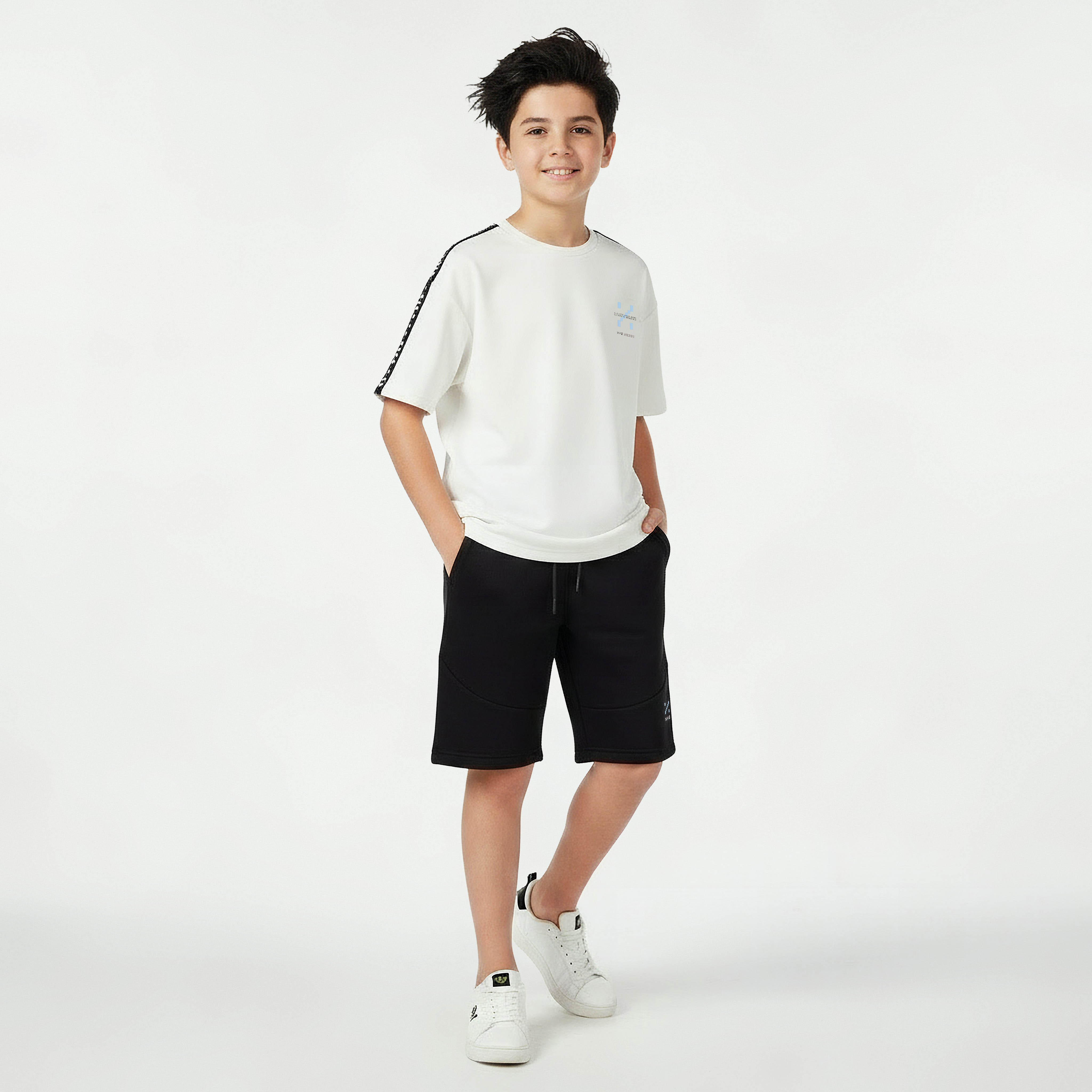 XYZ Crew Neck Short Sleeve T-shirt and Shorts Set with Pockets-boys-clothing-sportswear-sets-image-7