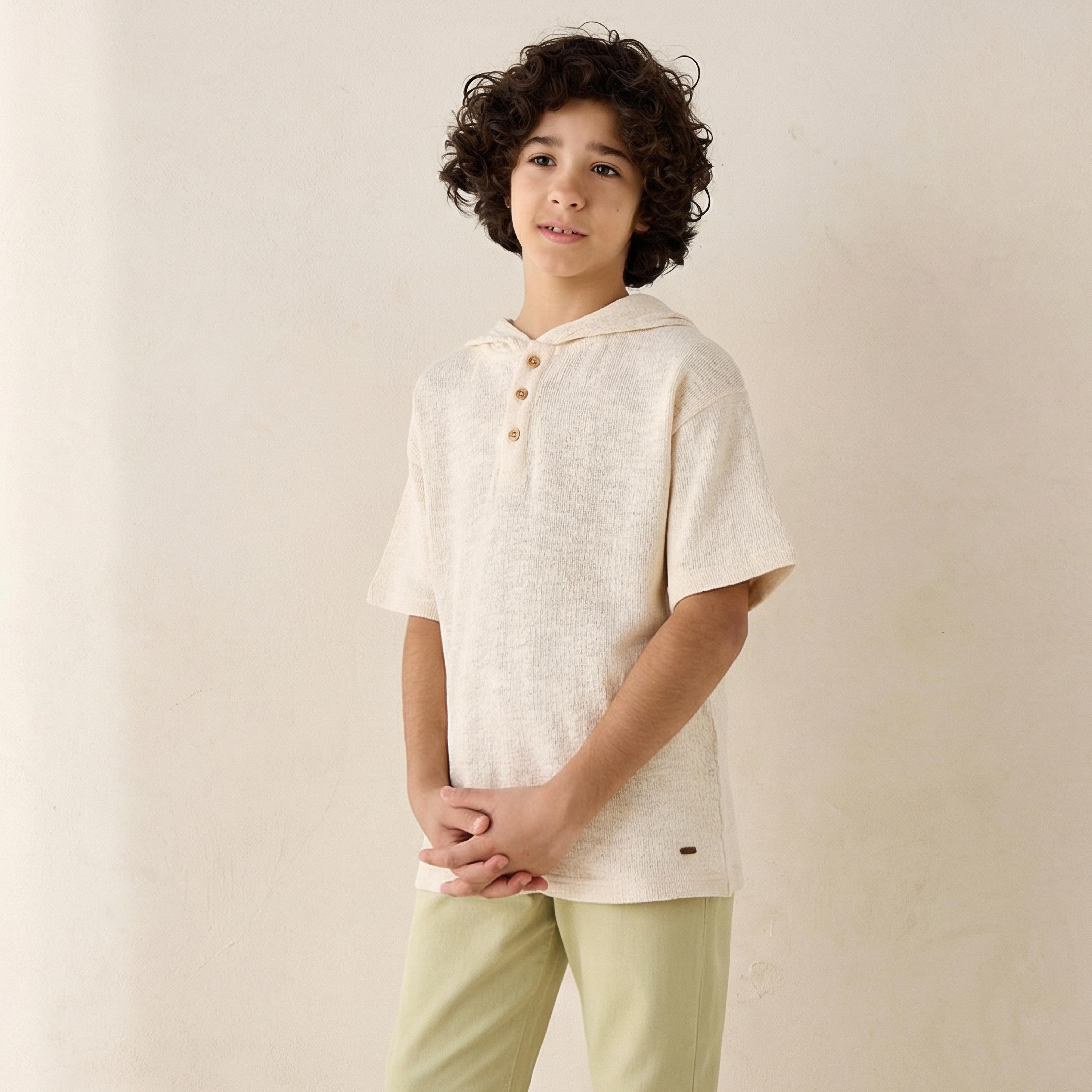 تيشيرت بقبعة وأكمام قصيرة وتصميم بارز الملمس-boys-clothing-tshirtsandpolos-image-1