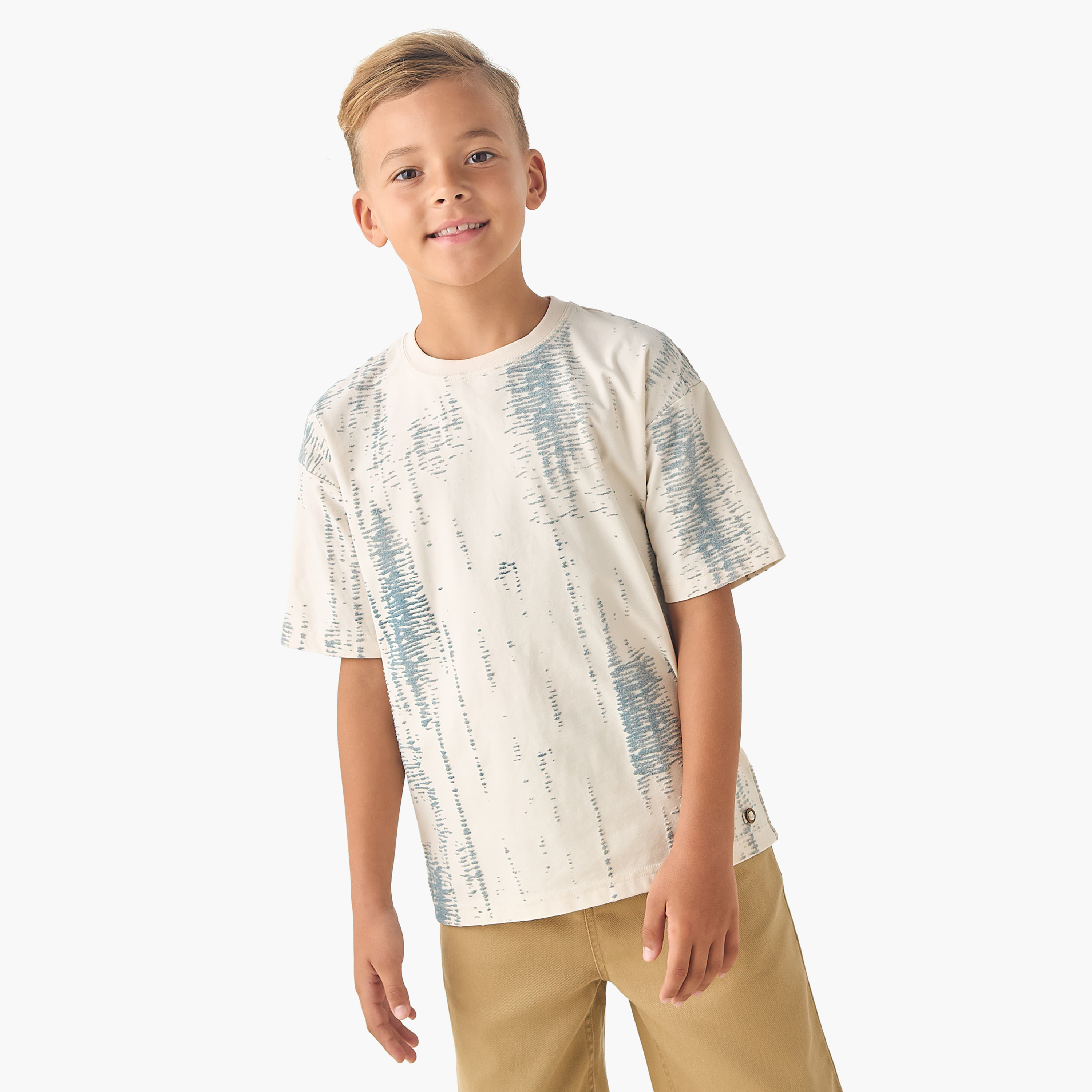 تيشيرت بياقة ضيّقة وأكمام قصيرة وطبعات من إليجو-boys-clothing-tshirtsandpolos-image-1
