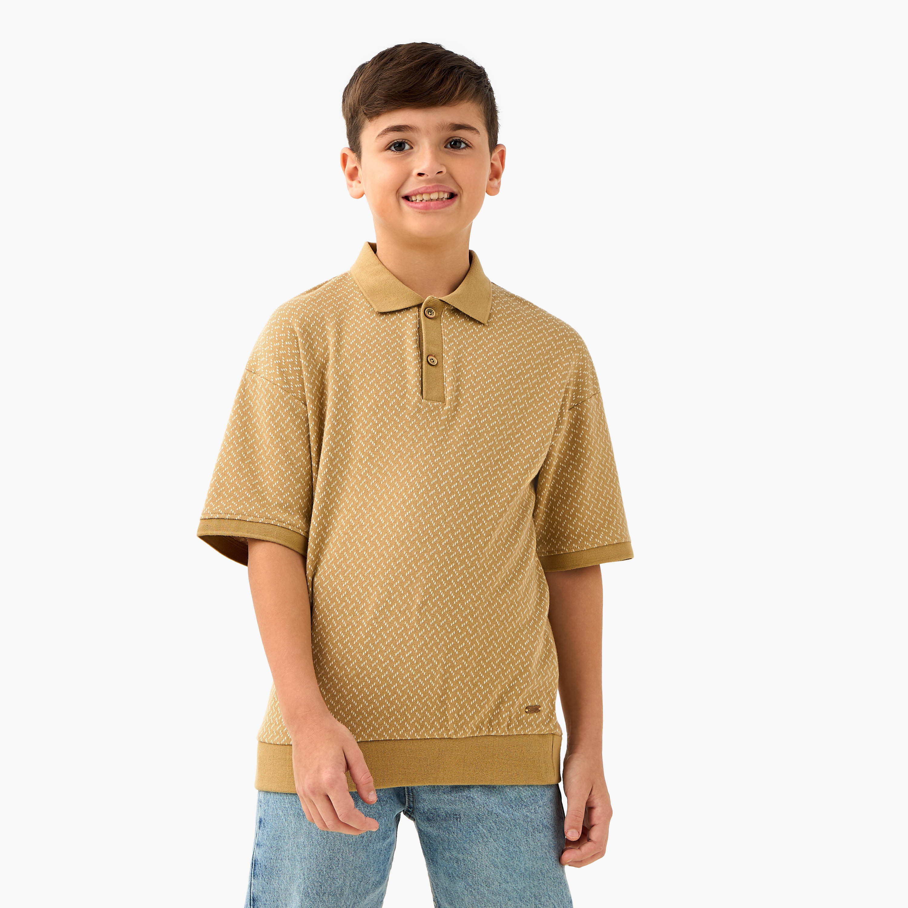 Eligo Collared Short Sleeves Polo T-shirt with Textured Design-boys-clothing-tshirtsandpolos-image-1
