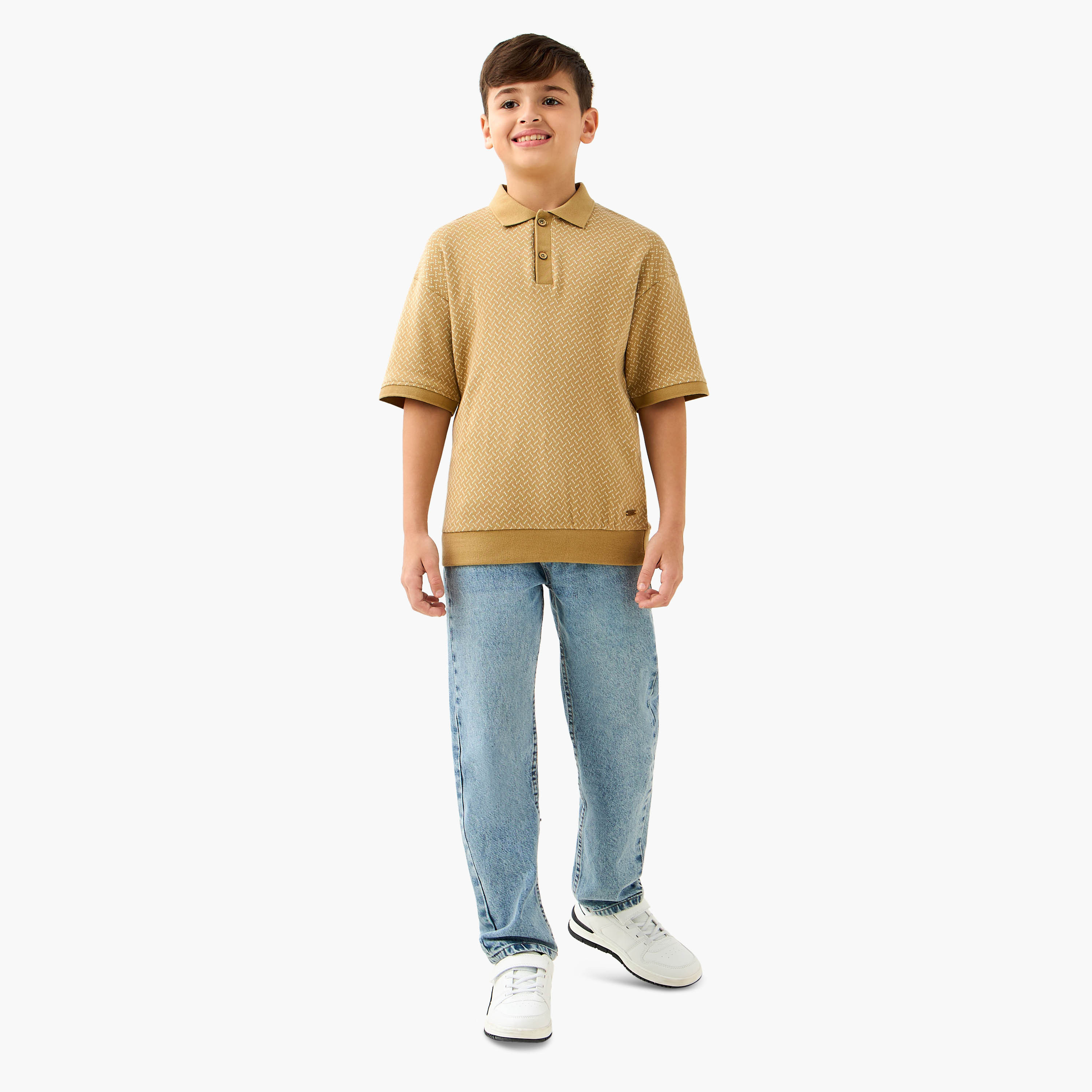 Eligo Collared Short Sleeves Polo T-shirt with Textured Design-boys-clothing-tshirtsandpolos-image-2
