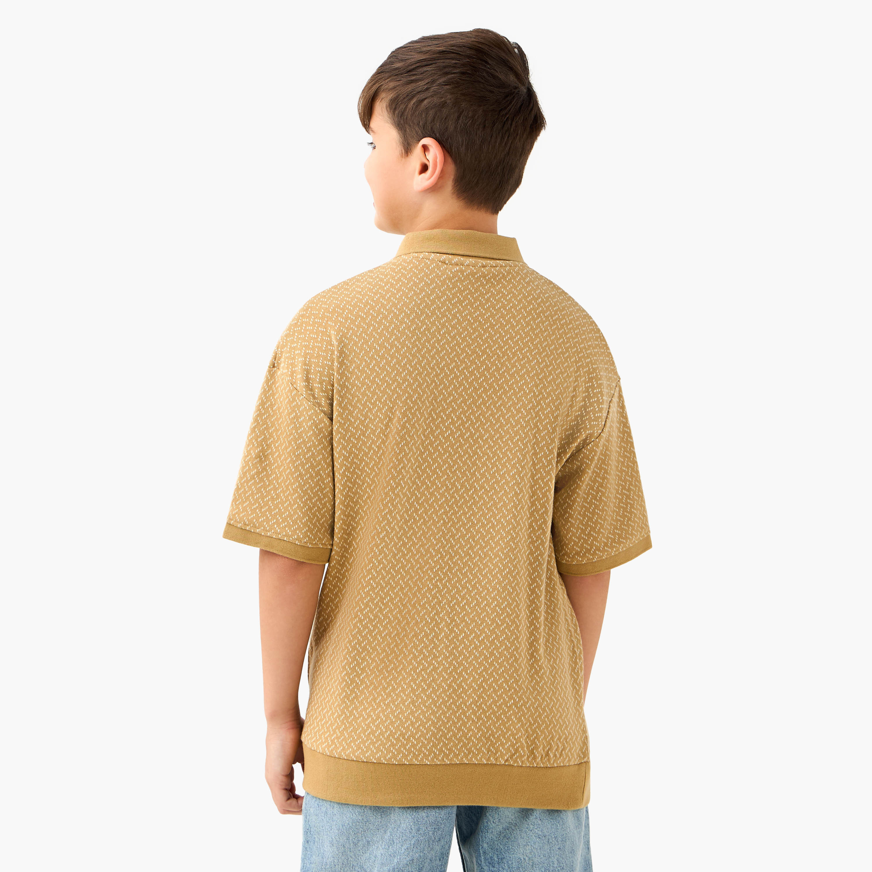 Eligo Collared Short Sleeves Polo T-shirt with Textured Design-boys-clothing-tshirtsandpolos-image-3