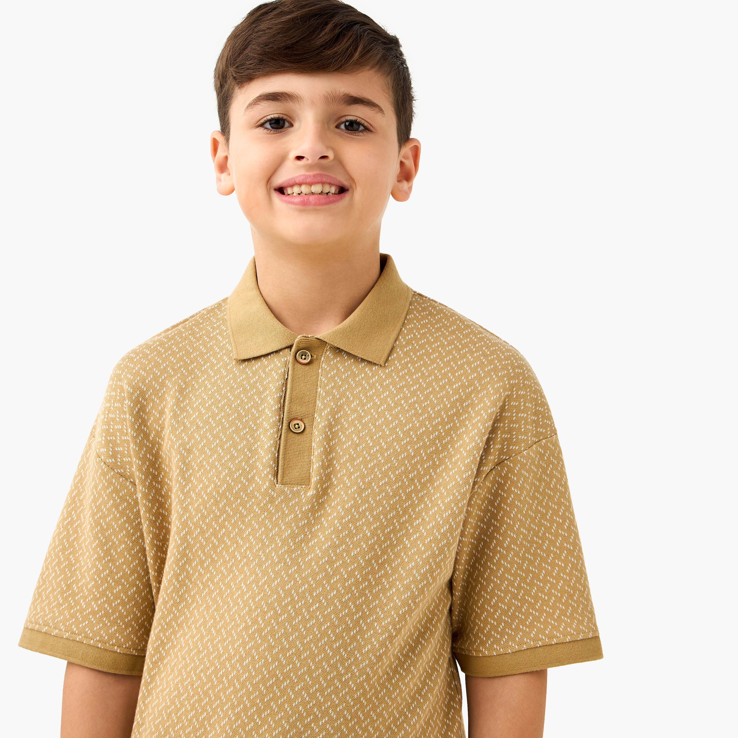 Eligo Collared Short Sleeves Polo T-shirt with Textured Design-boys-clothing-tshirtsandpolos-image-4