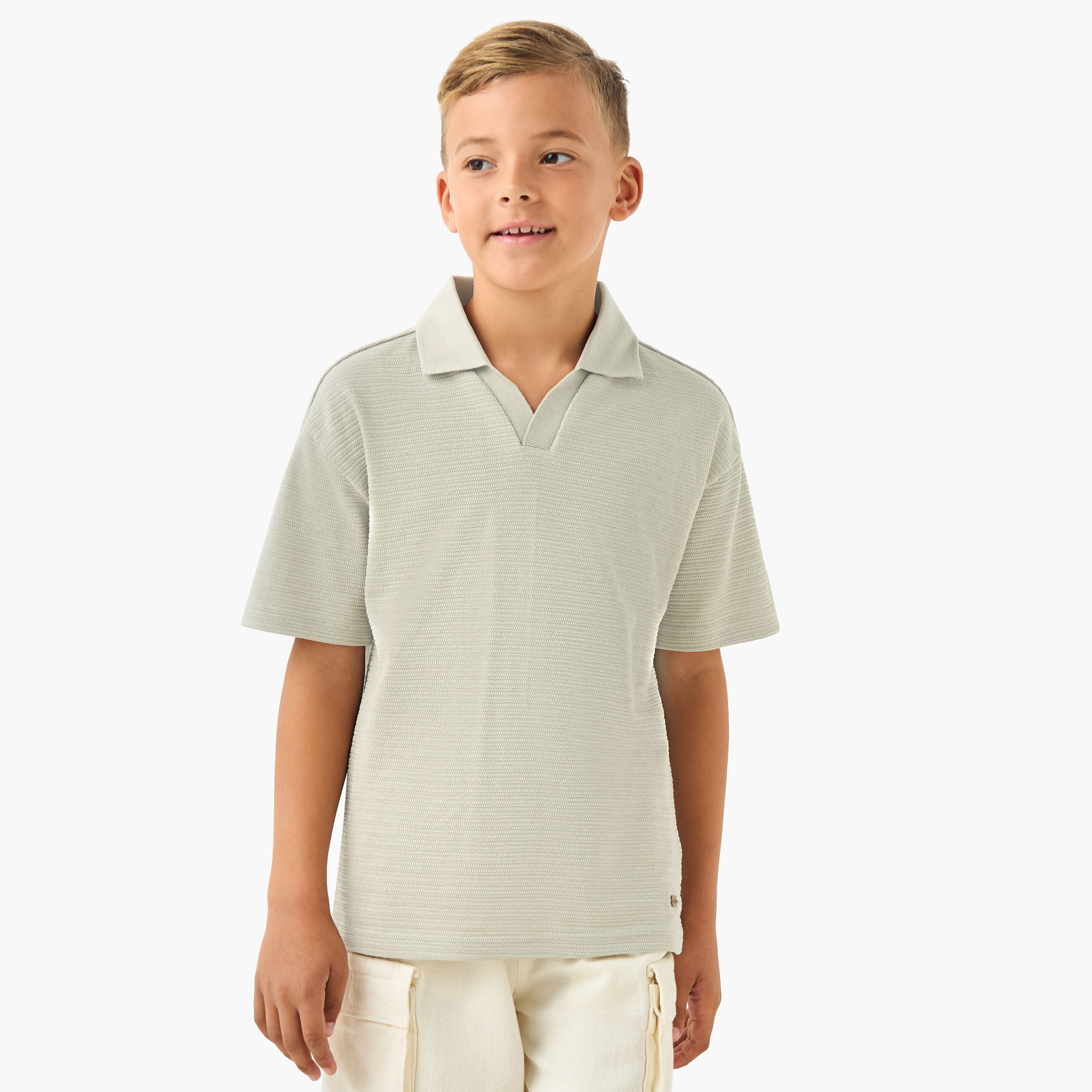 Eligo Johnny Collar Short Sleeve Polo T-shirt with Texture-boys-clothing-tshirtsandpolos-image-1