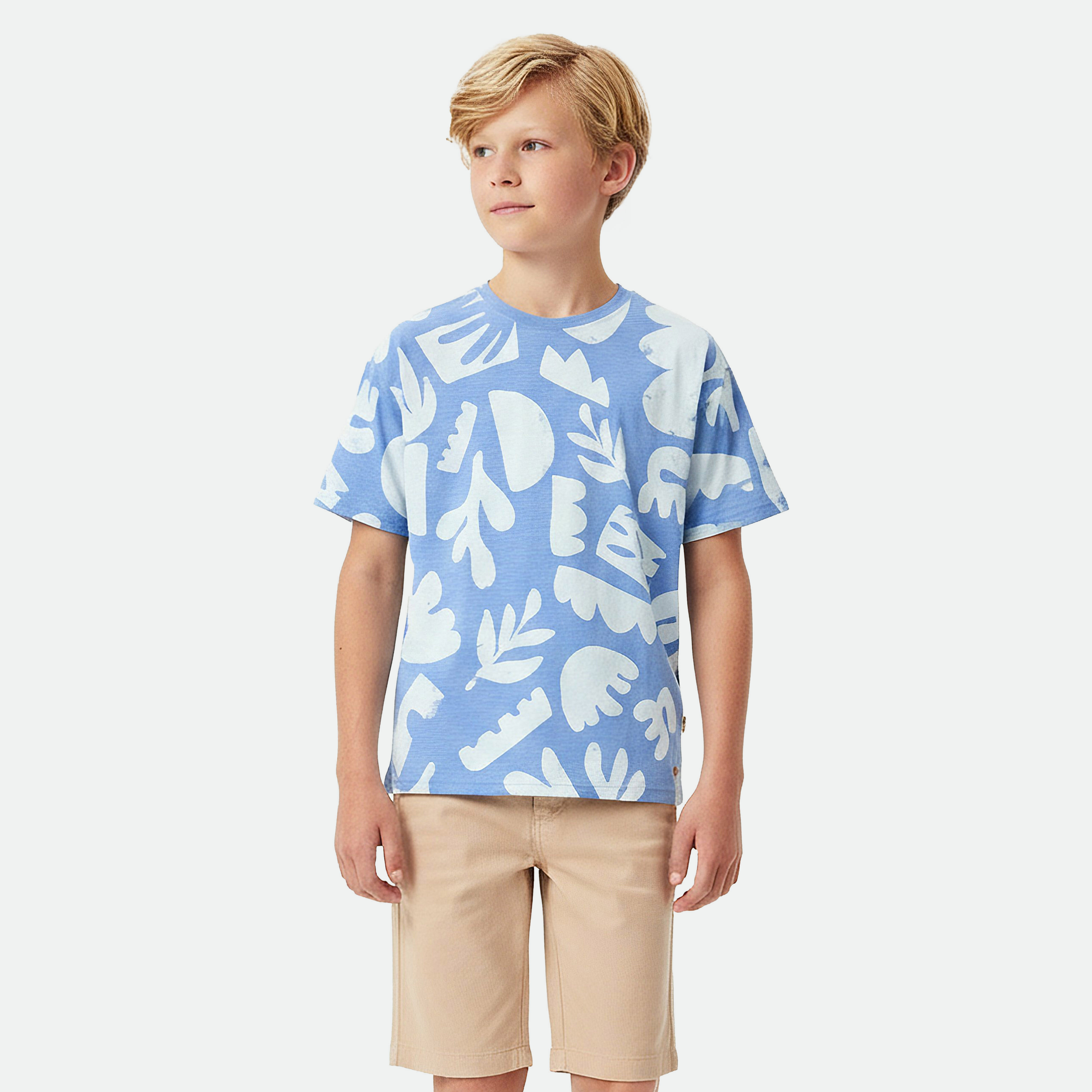 تيشيرت بطبعات تجريدية وياقة ضيقة وأكمام قصيرة من إليجو-boys-clothing-tshirtsandpolos-image-1