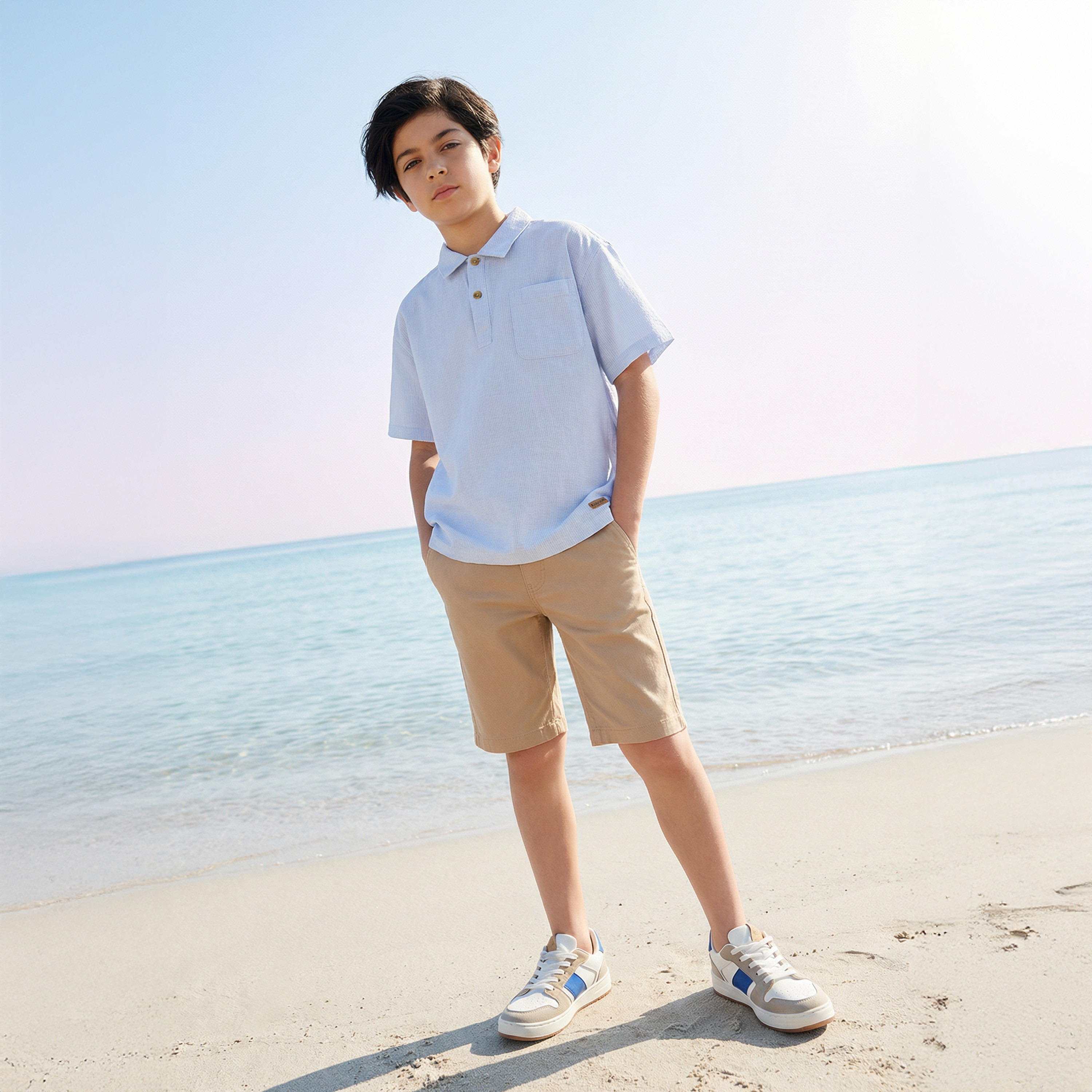 Eligo Collared Short Sleeve Polo T-shirt with Pocket-boys-clothing-shirts-image-1