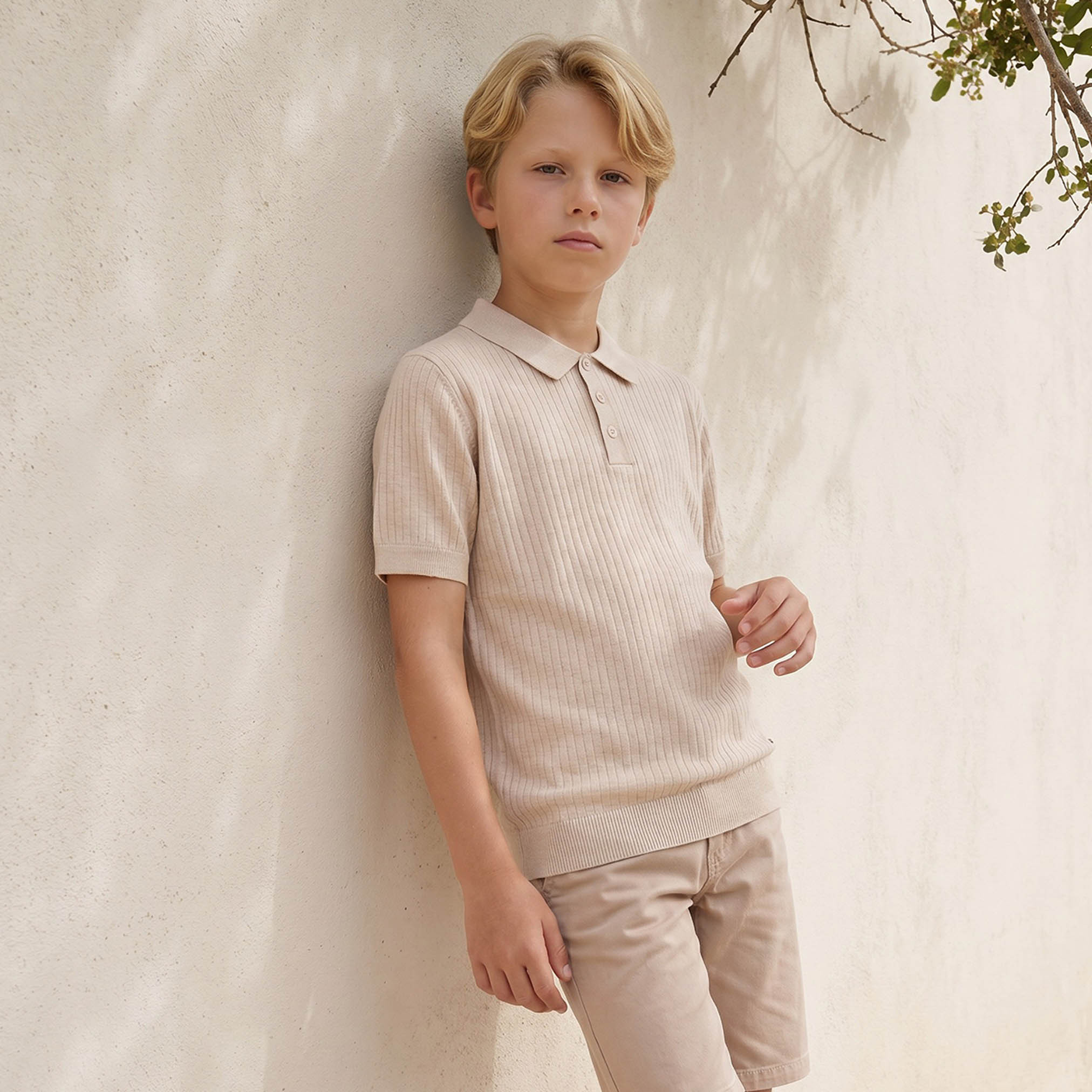 Eligo Collared Short Sleeves Polo T-shirt with Ribbed Texture-boys-clothing-tshirtsandpolos-image-1