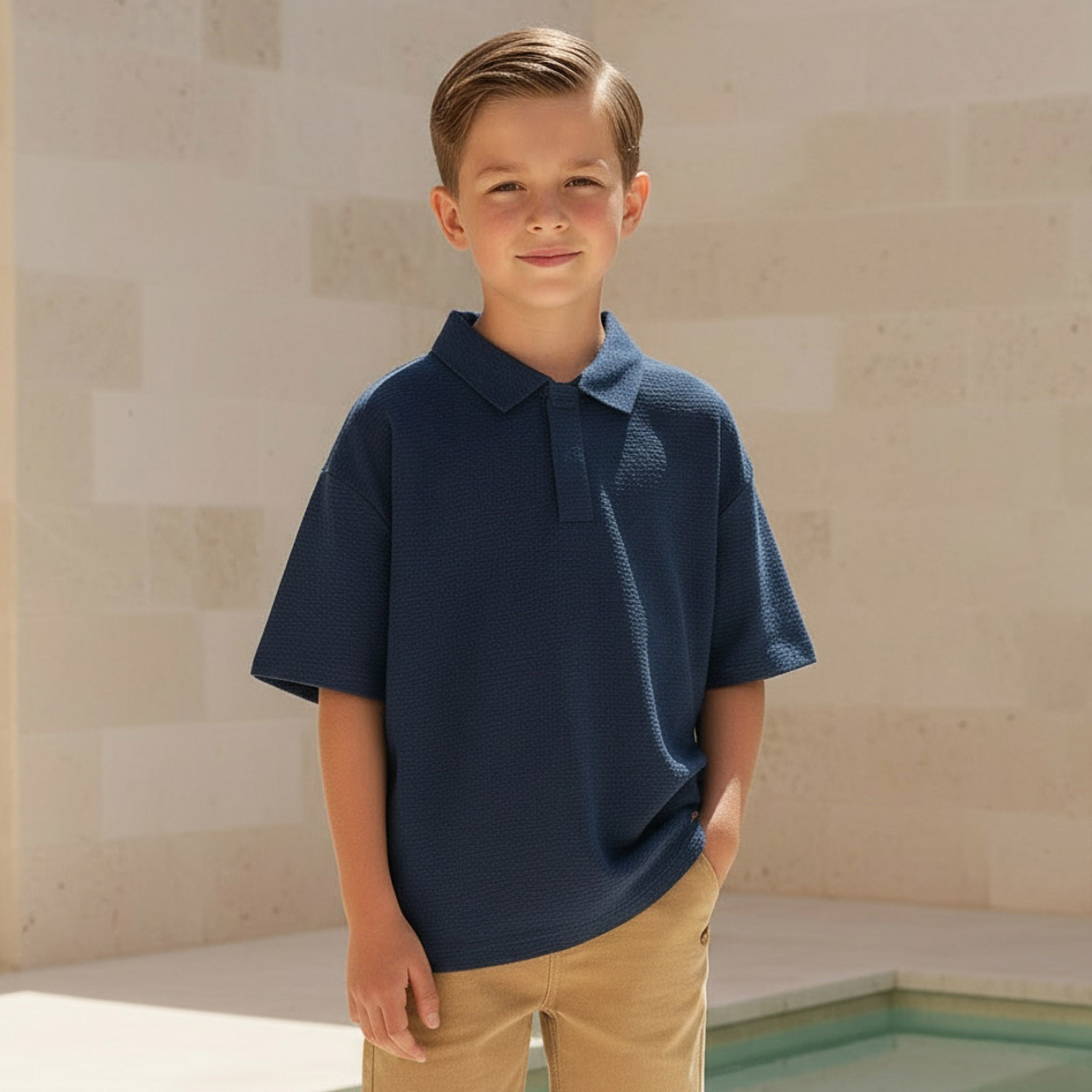Eligo Collared Short Sleeves Polo T-shirt with Textured Design-boys-clothing-tshirtsandpolos-image-1