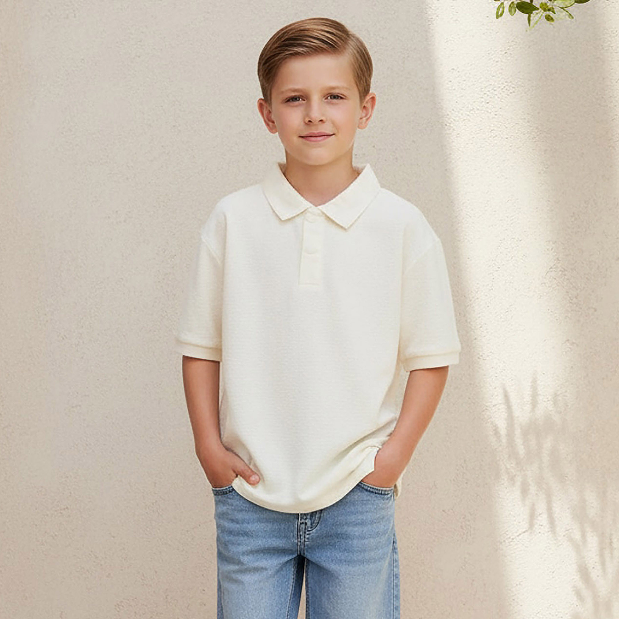 Eligo Collared Short Sleeves Polo T-shirt with Textured Design-boys-clothing-tshirtsandpolos-image-1