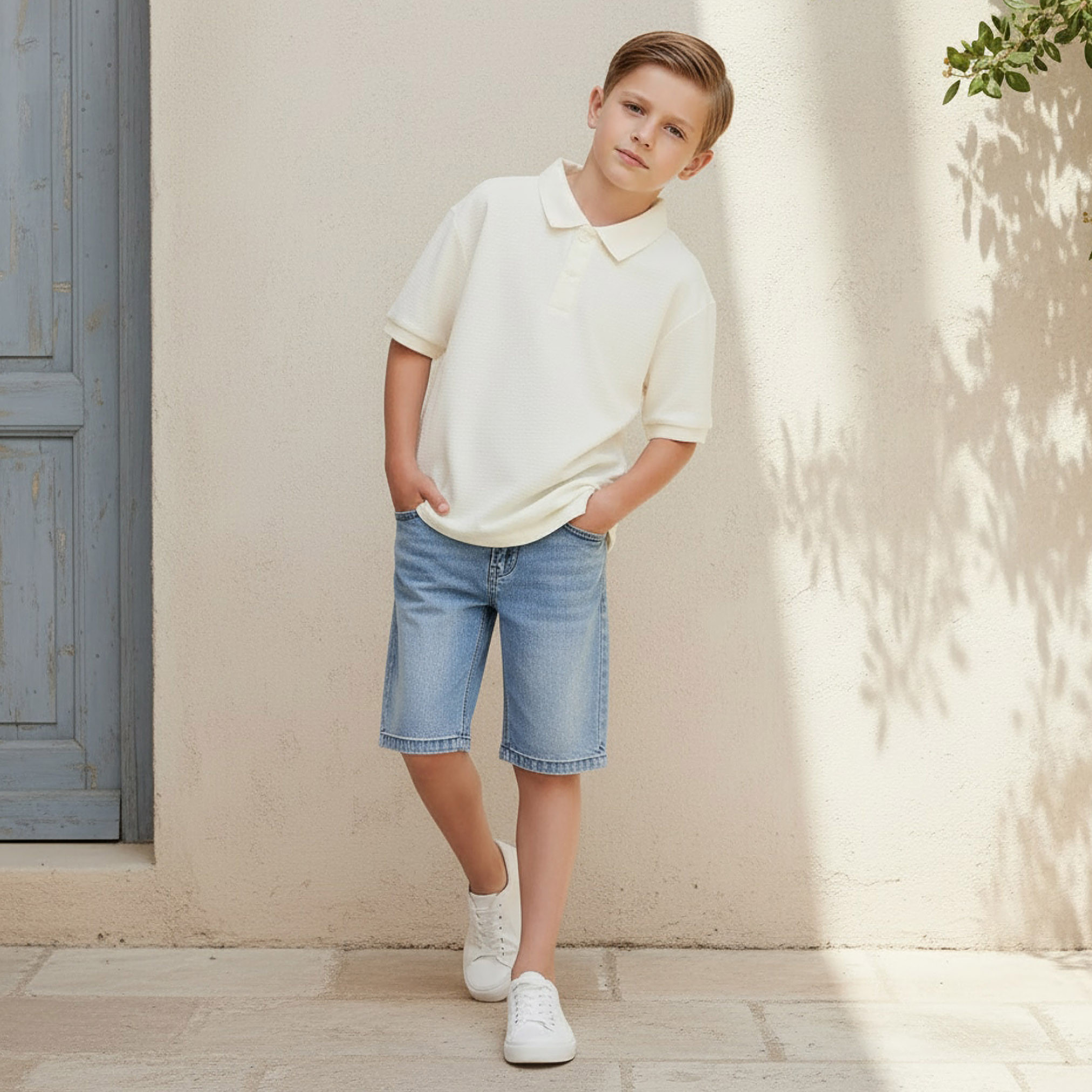 Eligo Collared Short Sleeves Polo T-shirt with Textured Design-boys-clothing-tshirtsandpolos-image-2