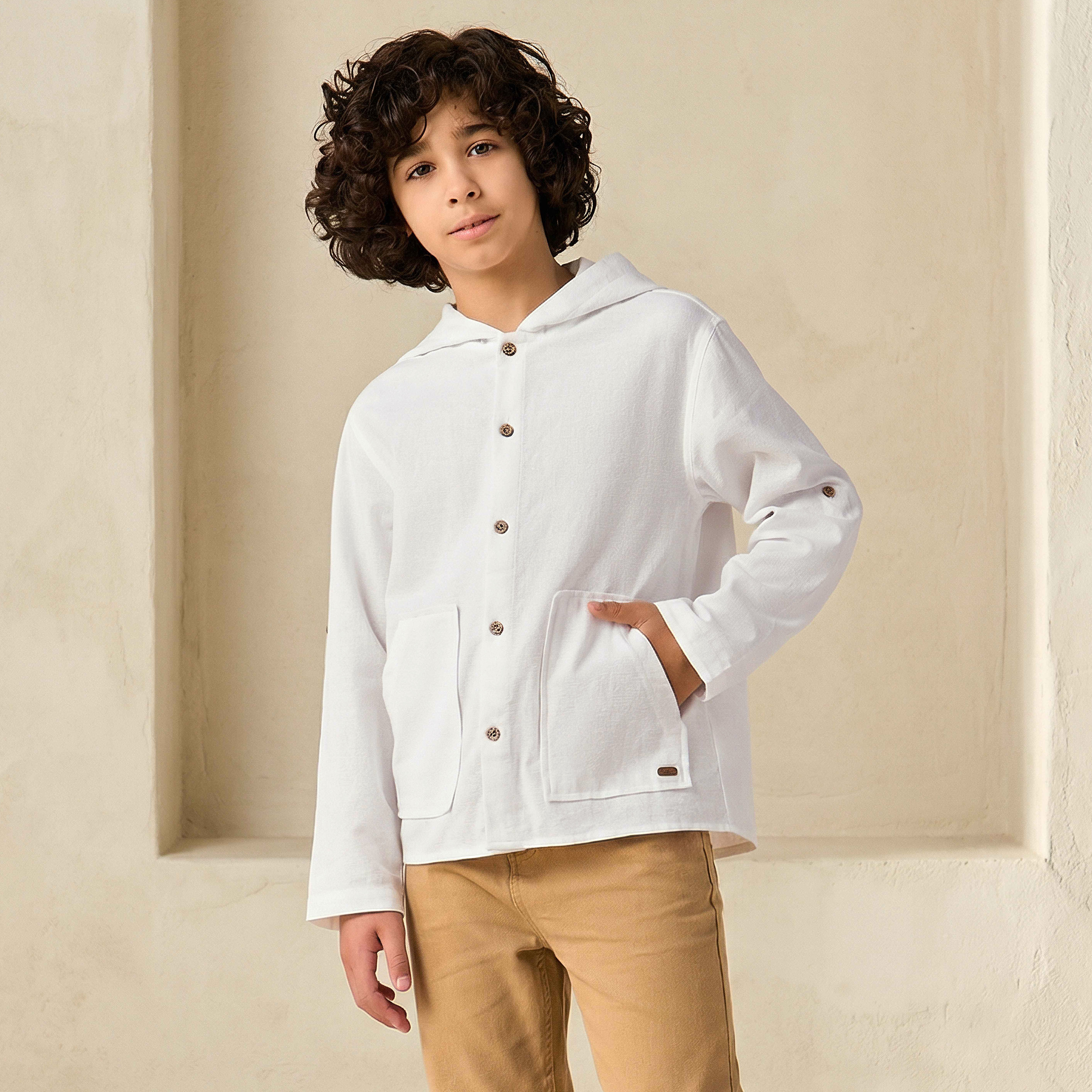 Eligo Long Sleeves Hooded Shirt with Pockets-boys-clothing-shirts-image-2