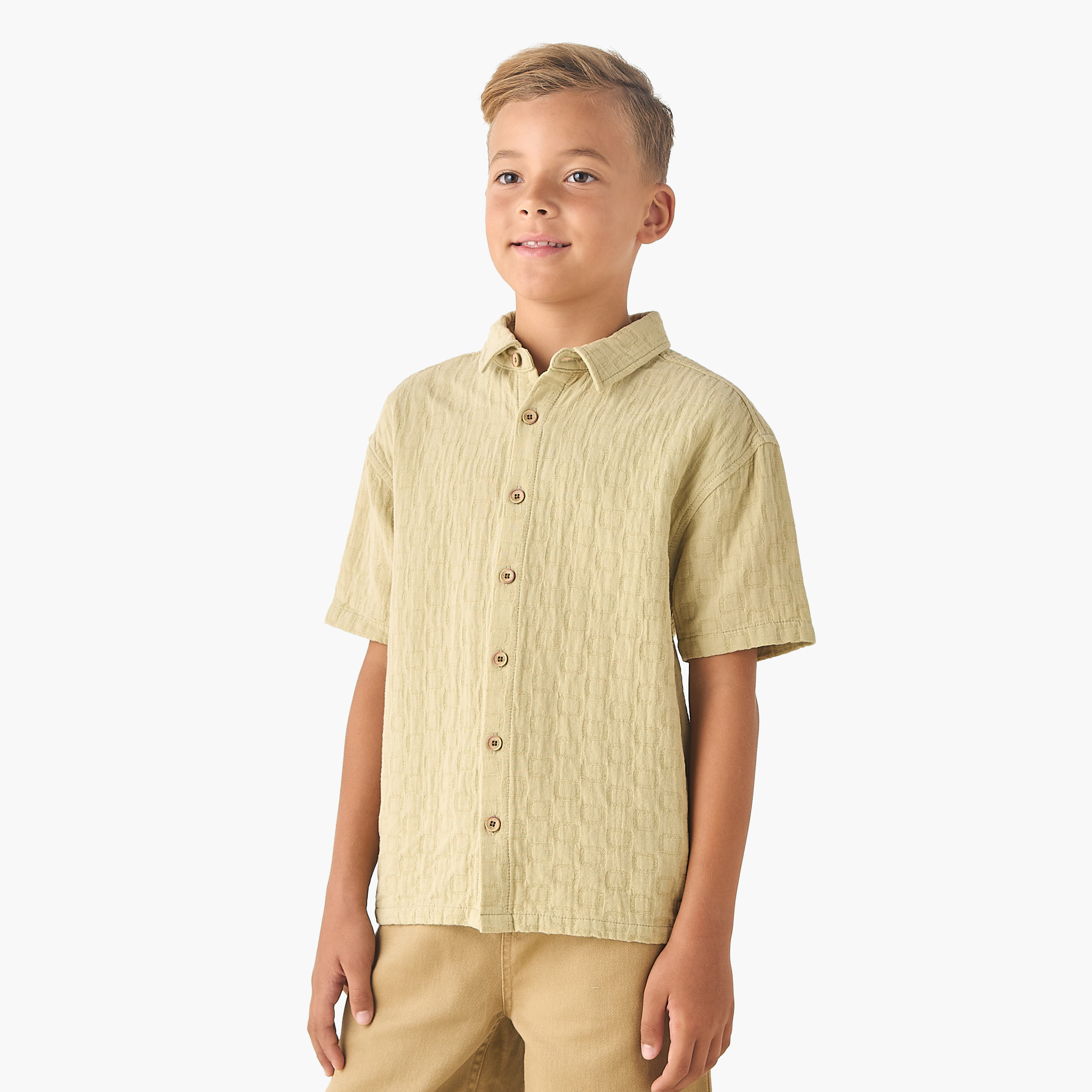 Eligo Short Sleeves Shirt with Textured Design-boys-clothing-shirts-image-1