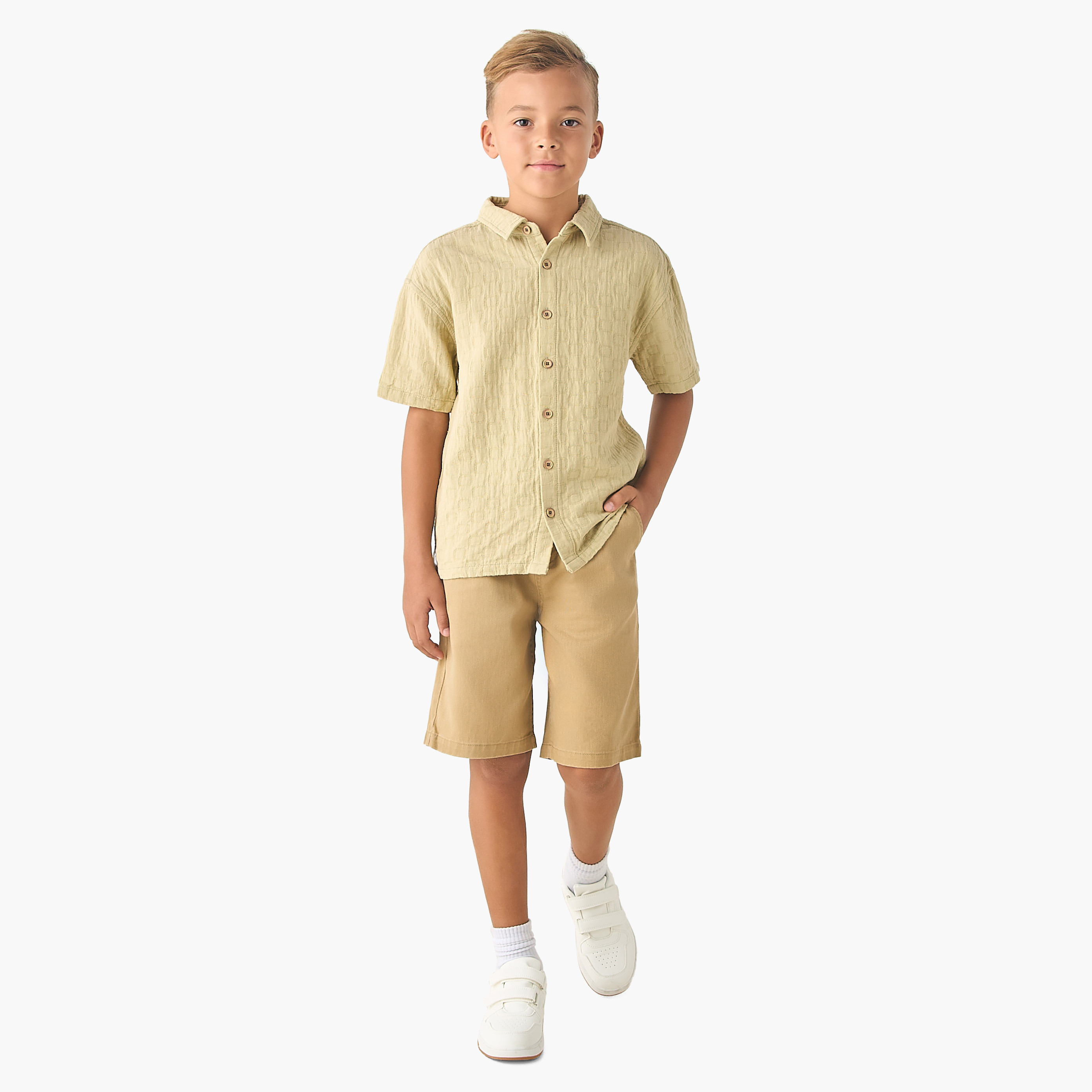 Eligo Short Sleeves Shirt with Textured Design-boys-clothing-shirts-image-2