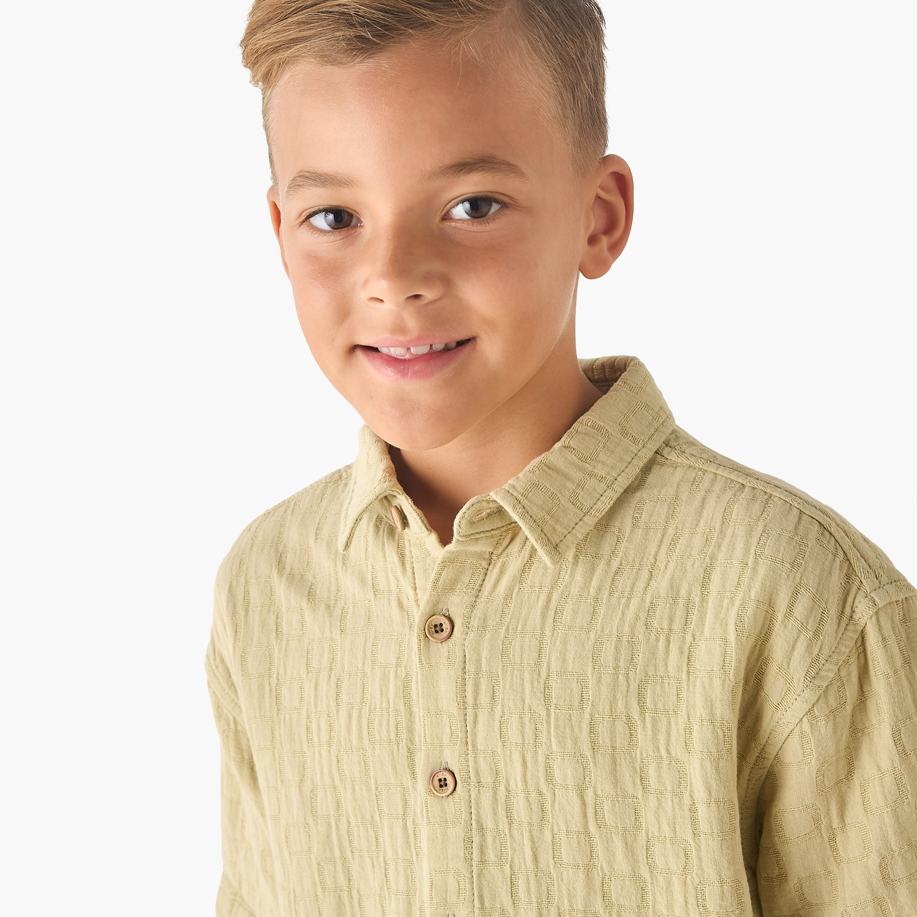 Eligo Short Sleeves Shirt with Textured Design-boys-clothing-shirts-image-4