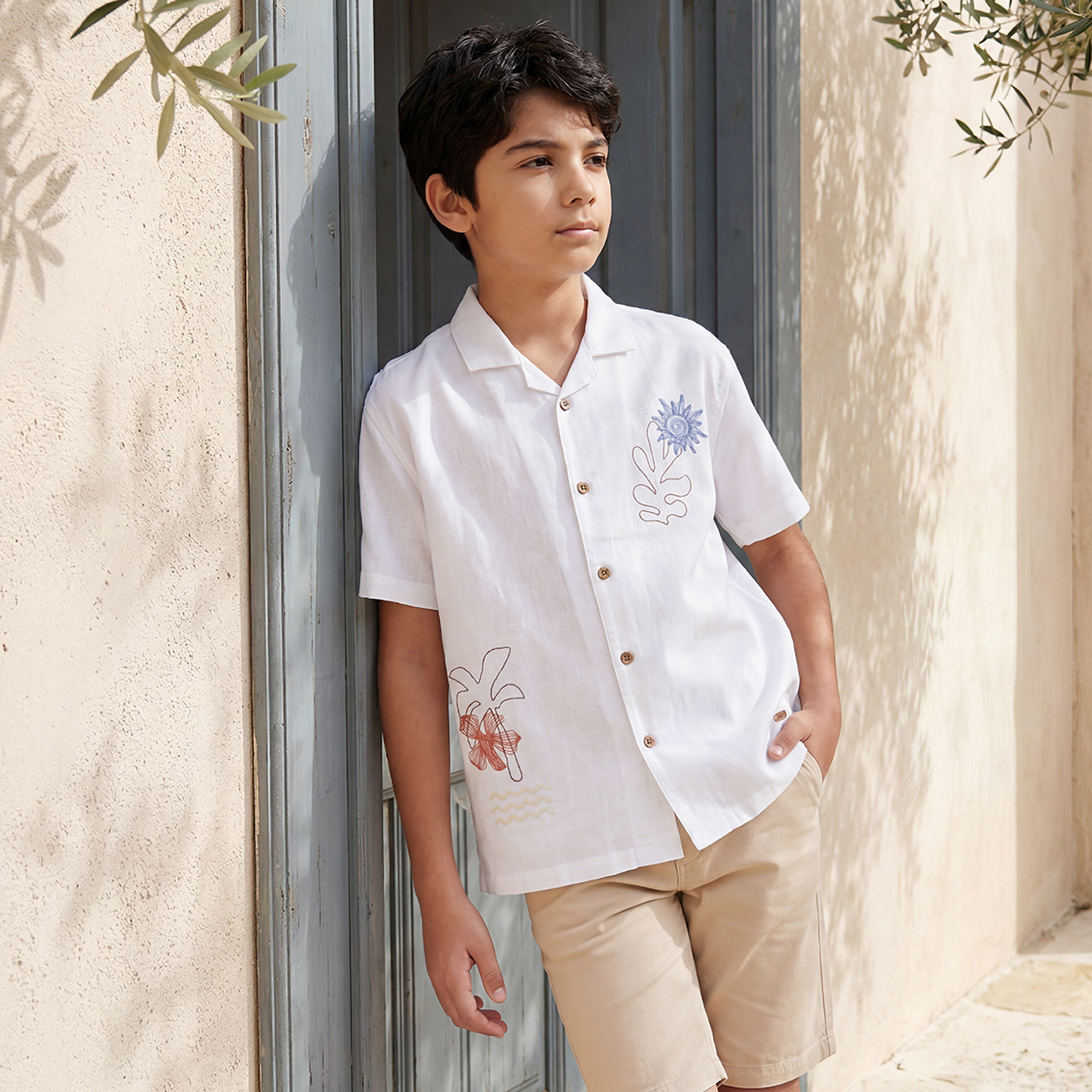 Eligo Short Sleeves Shirt with Embroidered Design-boys-clothing-shirts-image-1