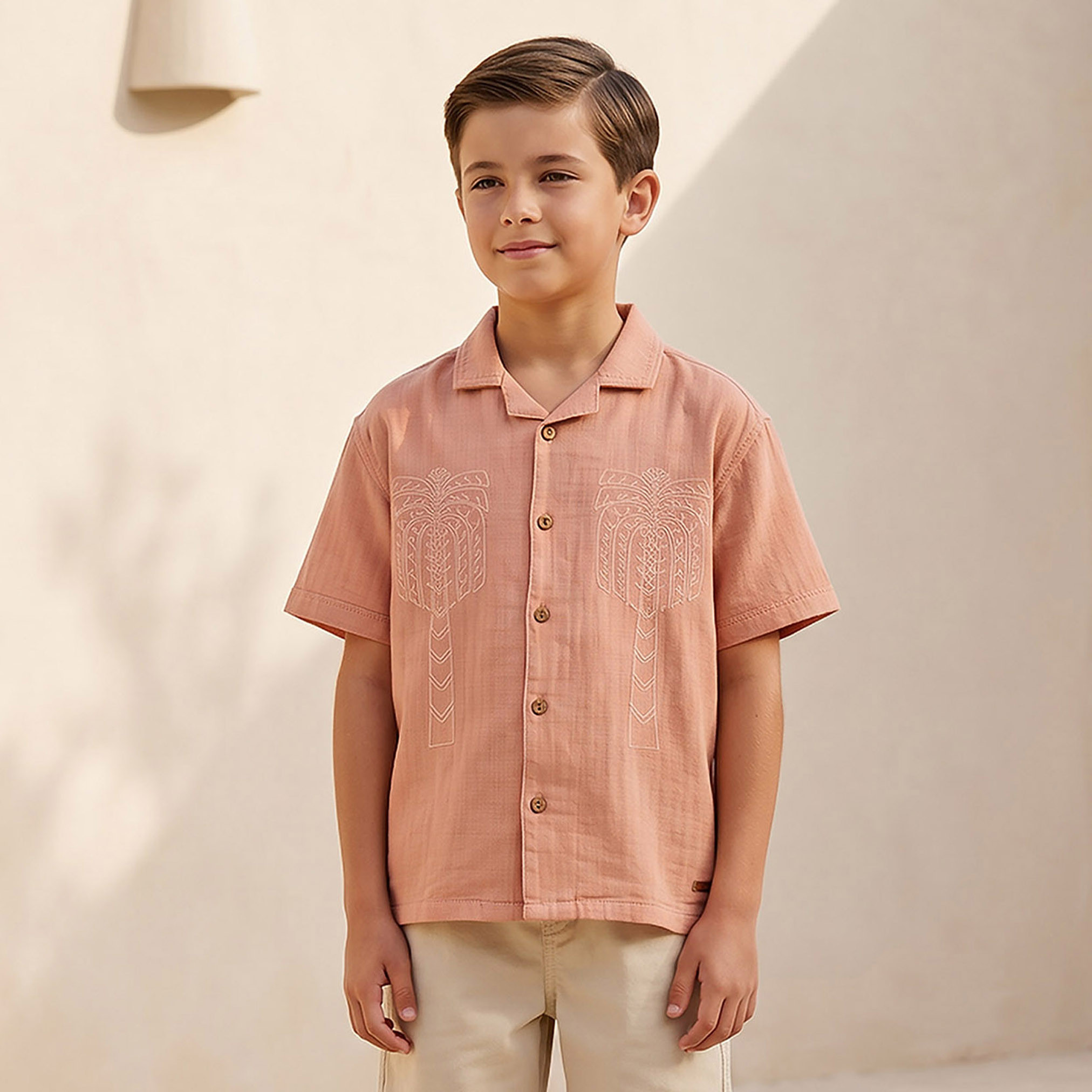Eligo Short Sleeves Shirt with Palm Tree Embroidery-boys-clothing-shirts-image-1