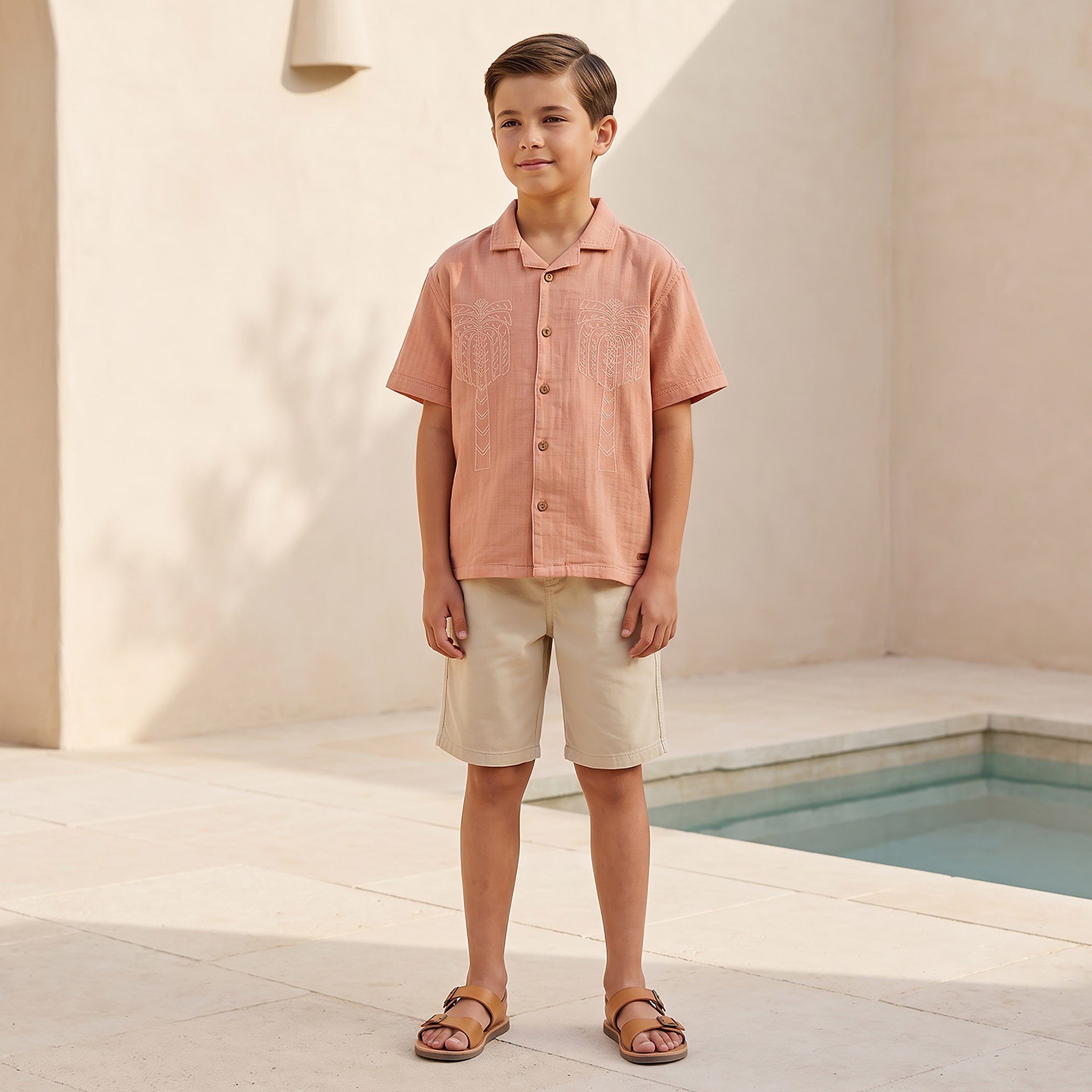 Eligo Short Sleeves Shirt with Palm Tree Embroidery-boys-clothing-shirts-image-2