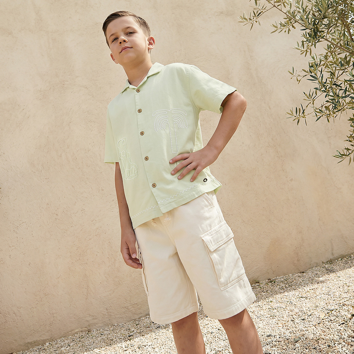 Eligo Short Sleeves Shirt with Embroidered Design-boys-clothing-shirts-image-2